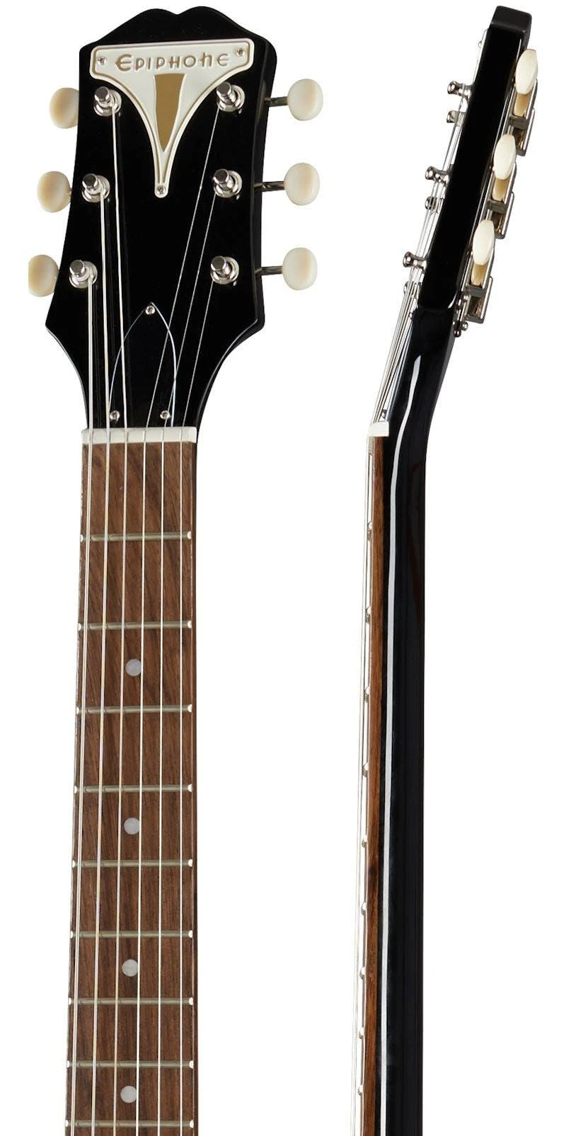 Epiphone Original Coronet Electric Guitar in Ebony, Indian Laurel Fingerboard - 413400-Epiphone-Coronet-Ebony-Neck.jpg