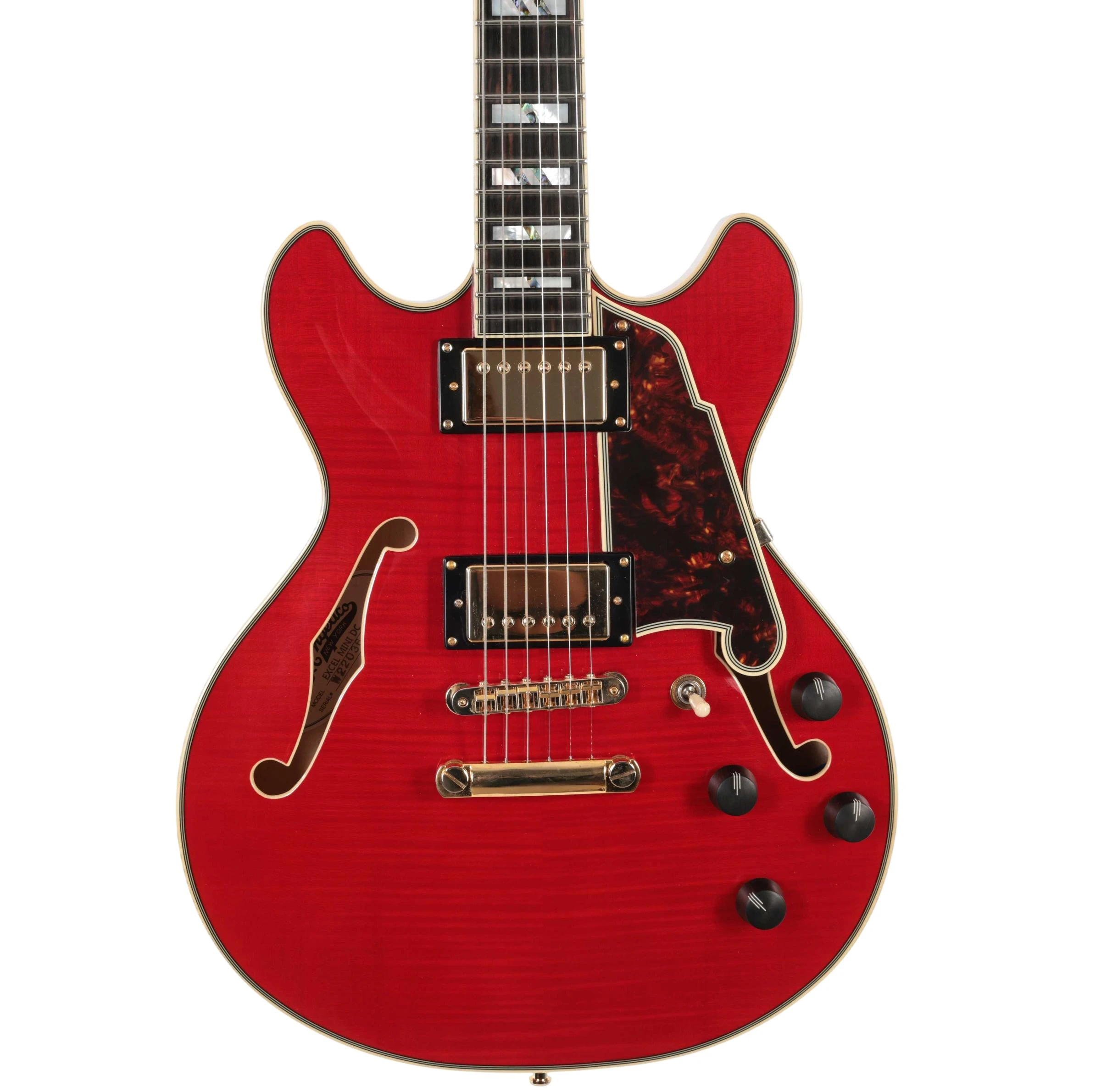 Second Hand D'Angelico Excel Mini DC Semi-Hollow Electric Guitar In Trans Cherry #081 - SH-168-0081 (2)-Photoroom.jpg