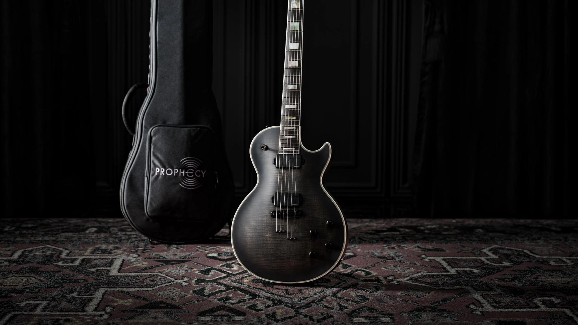 Epiphone Prophecy Les Paul Baritone Electric Guitar in Obsidian Storm - EYLFBOSSBH_MRK_11423_16x9.jpg