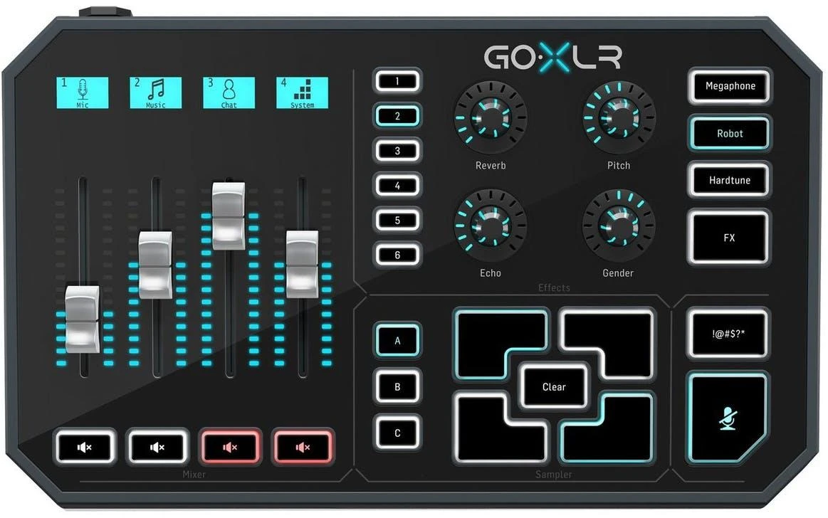 TC Helicon GoXLR USB 4-Channel Broadcast Mixer with Motorized Faders, Sound Board and Vocal Effects  - 333547-preview.jpg
