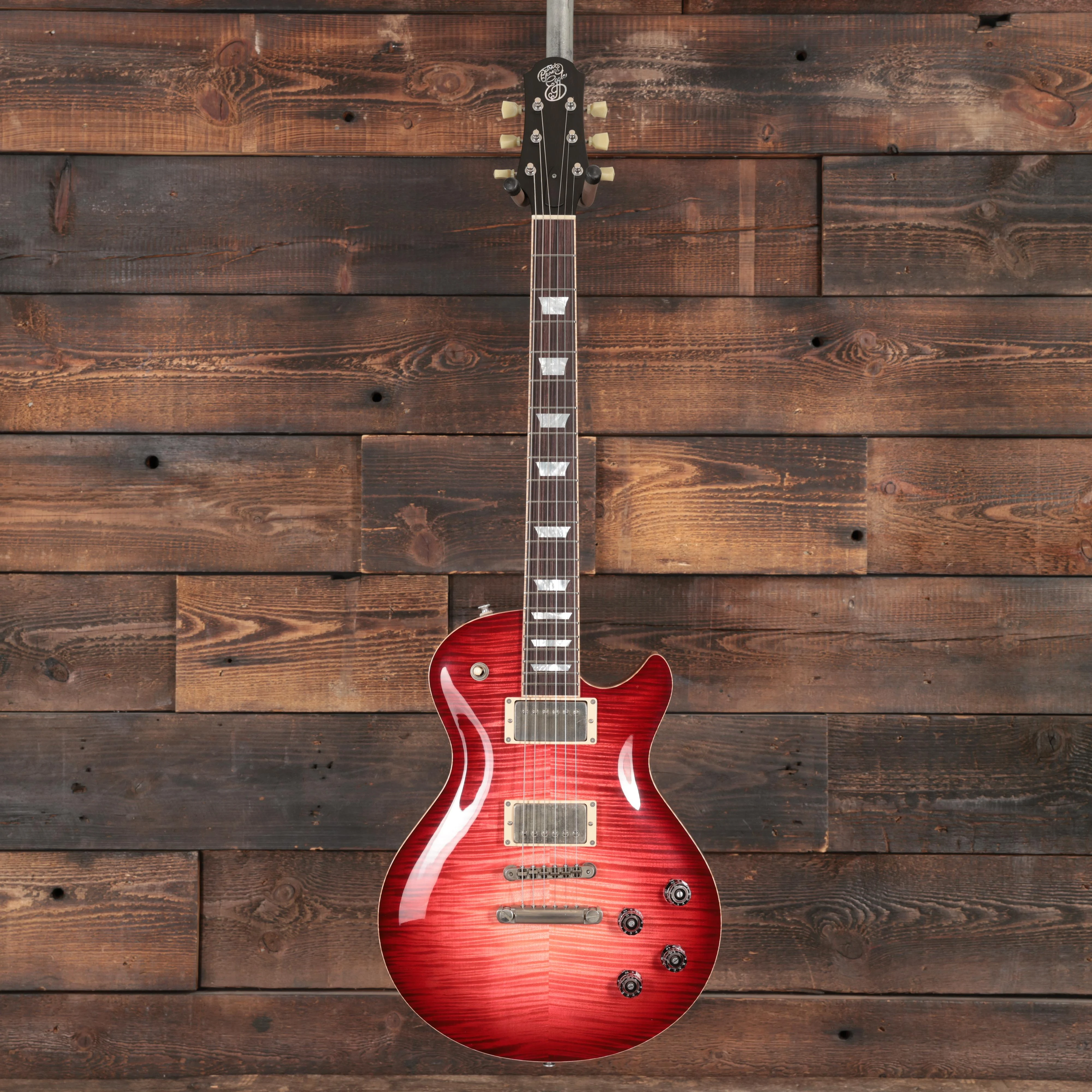 Patrick James Eggle Macon Carve Top Singlecut Electric Guitar in Lava Red - 31528 (7).JPG