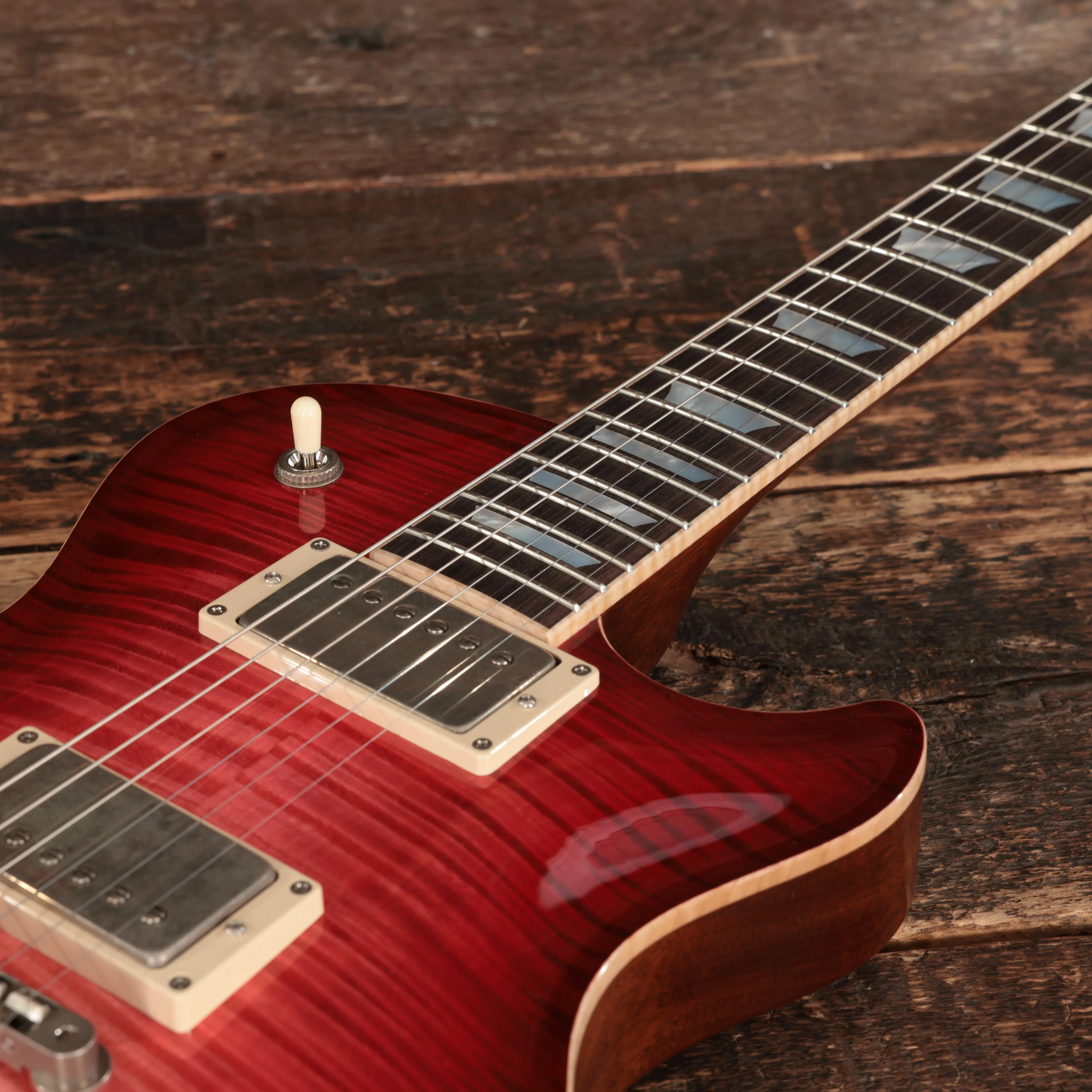Patrick James Eggle Macon Carve Top Singlecut Electric Guitar in Lava Red - 31528 (10).JPG