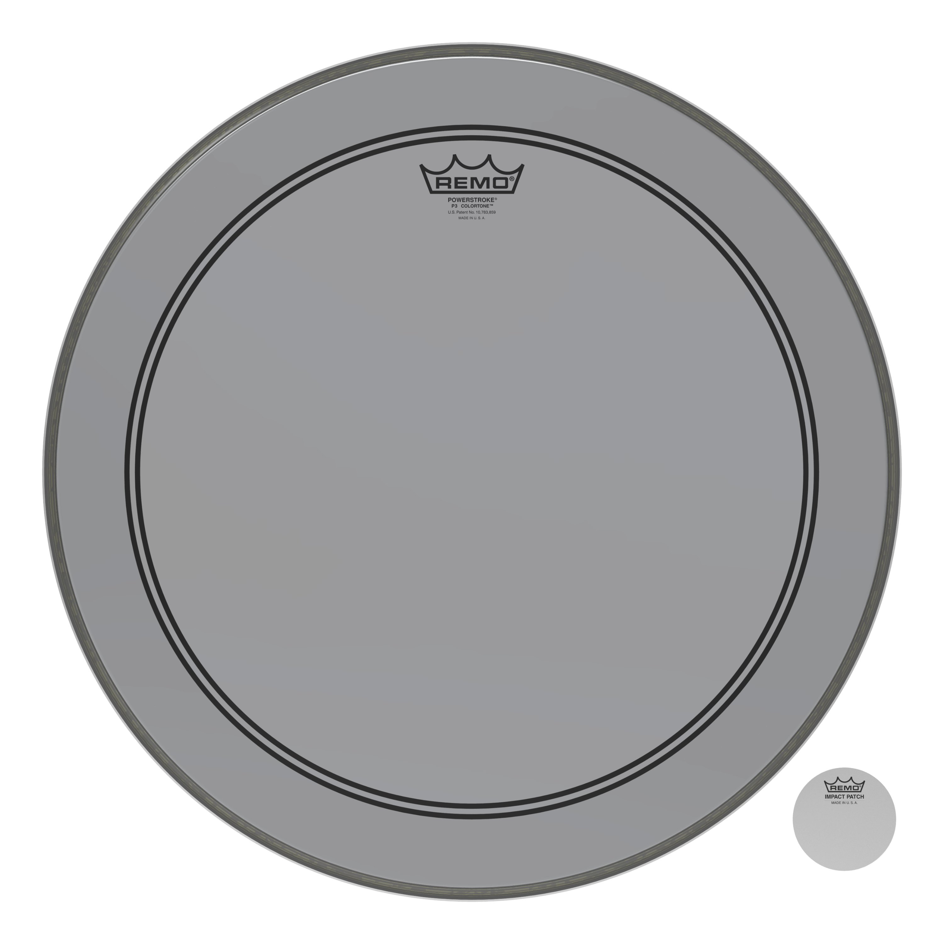 Remo Powerstroke 3 Colortone Bass Drum Head - Smoke - 20" - 449488-P3-1320-CT-SM.jpg