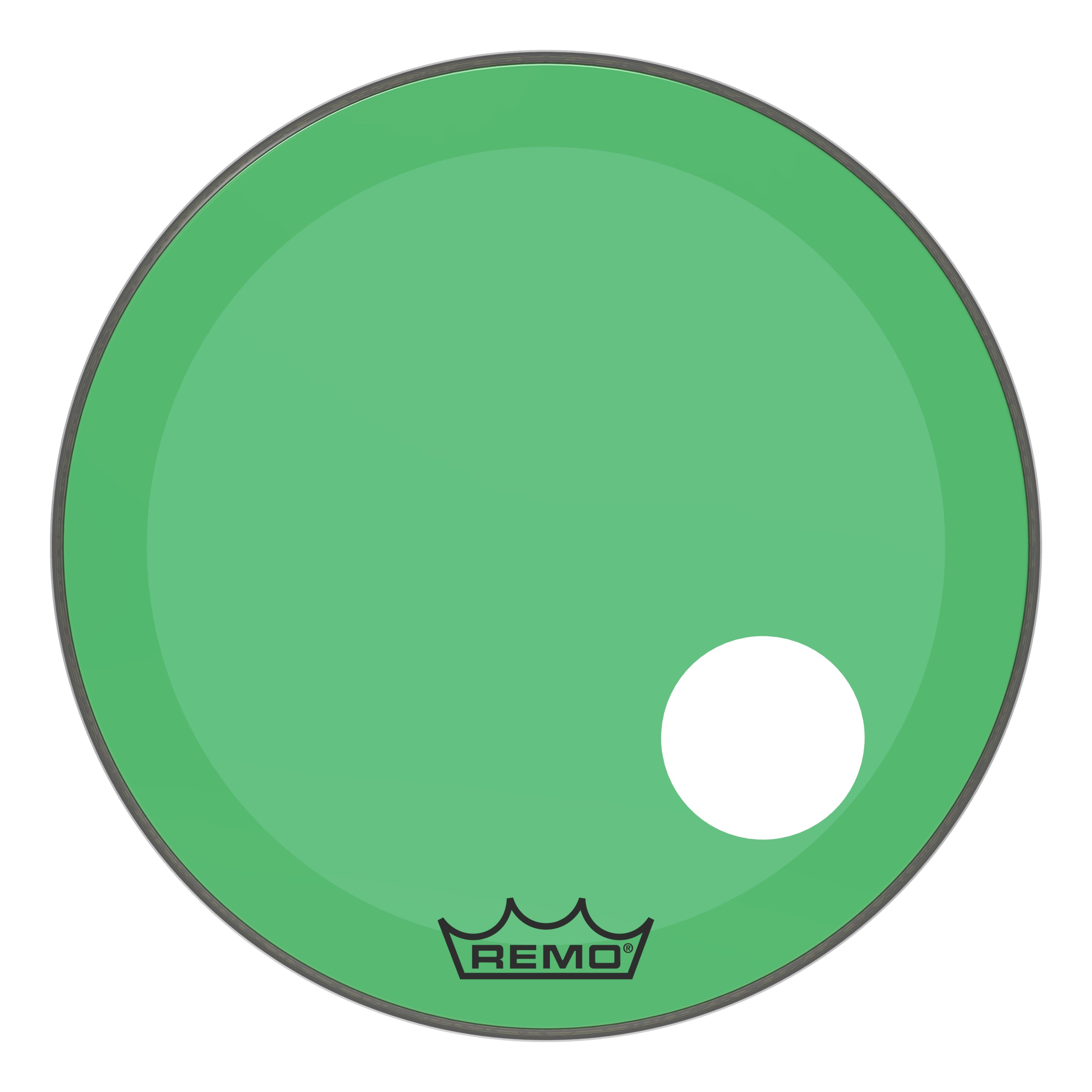 Remo Powerstroke 3 Colortone Bass Drum Head - Green - 24" - with 5" Offset Hole - 449533-P3-1324-CT-GNOH.jpg