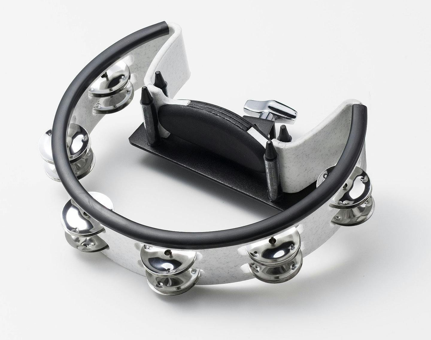 Pearl Half Moon Hand-held Tambourine with Steel Jingles inc Mount - 289364-Pearl Tambourine Image.jpg