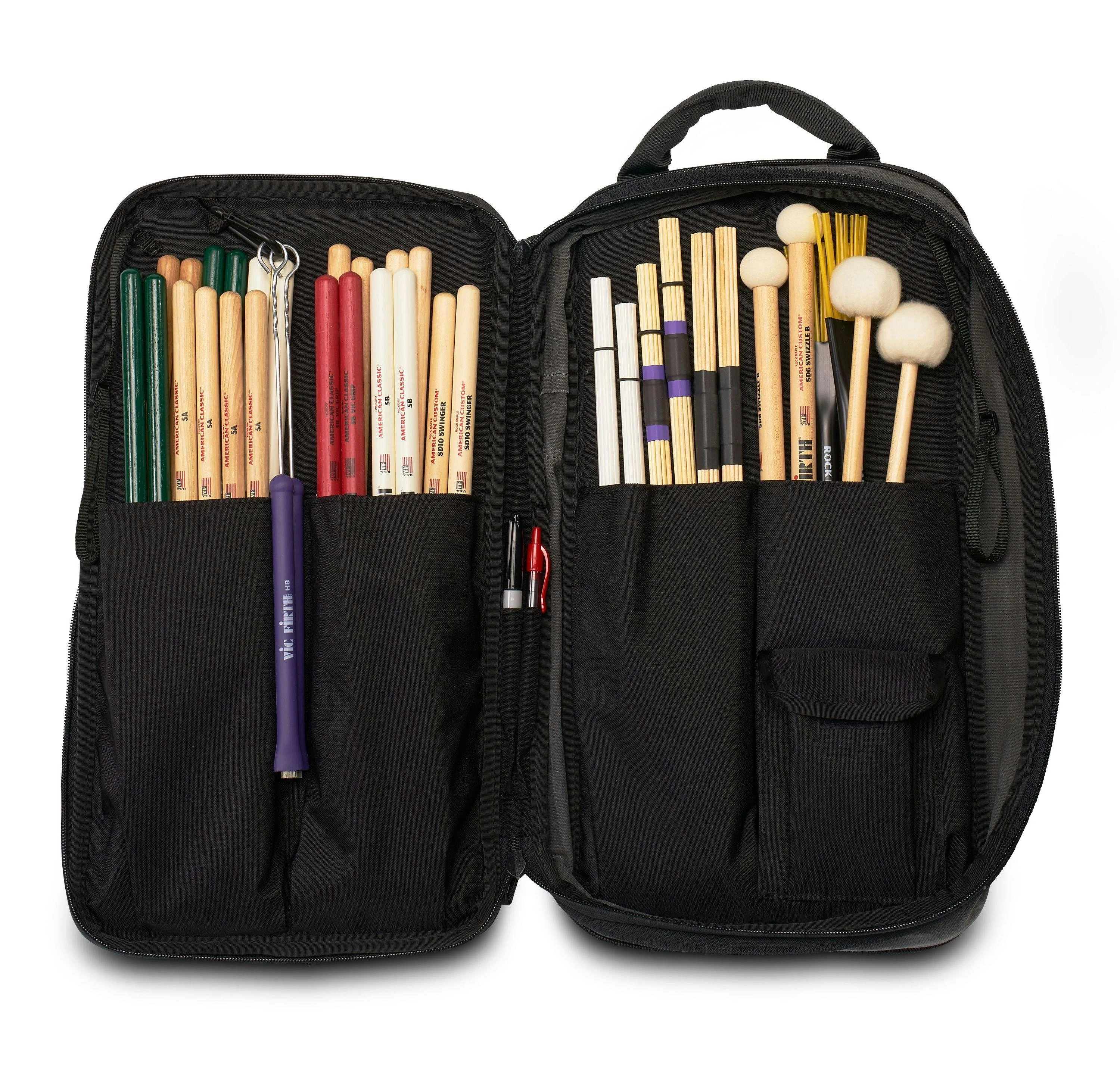 Vic Firth Professional Drumstick Bag - 457499-JPG-SBAG3 Professional Drumstick Bag Open With Sticks.jpg