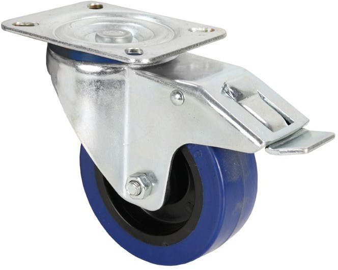Adam Hall 100mm Blue Castor Wheel with Brake - 37024-Adam_Hall_Castor_Wheel.jpg