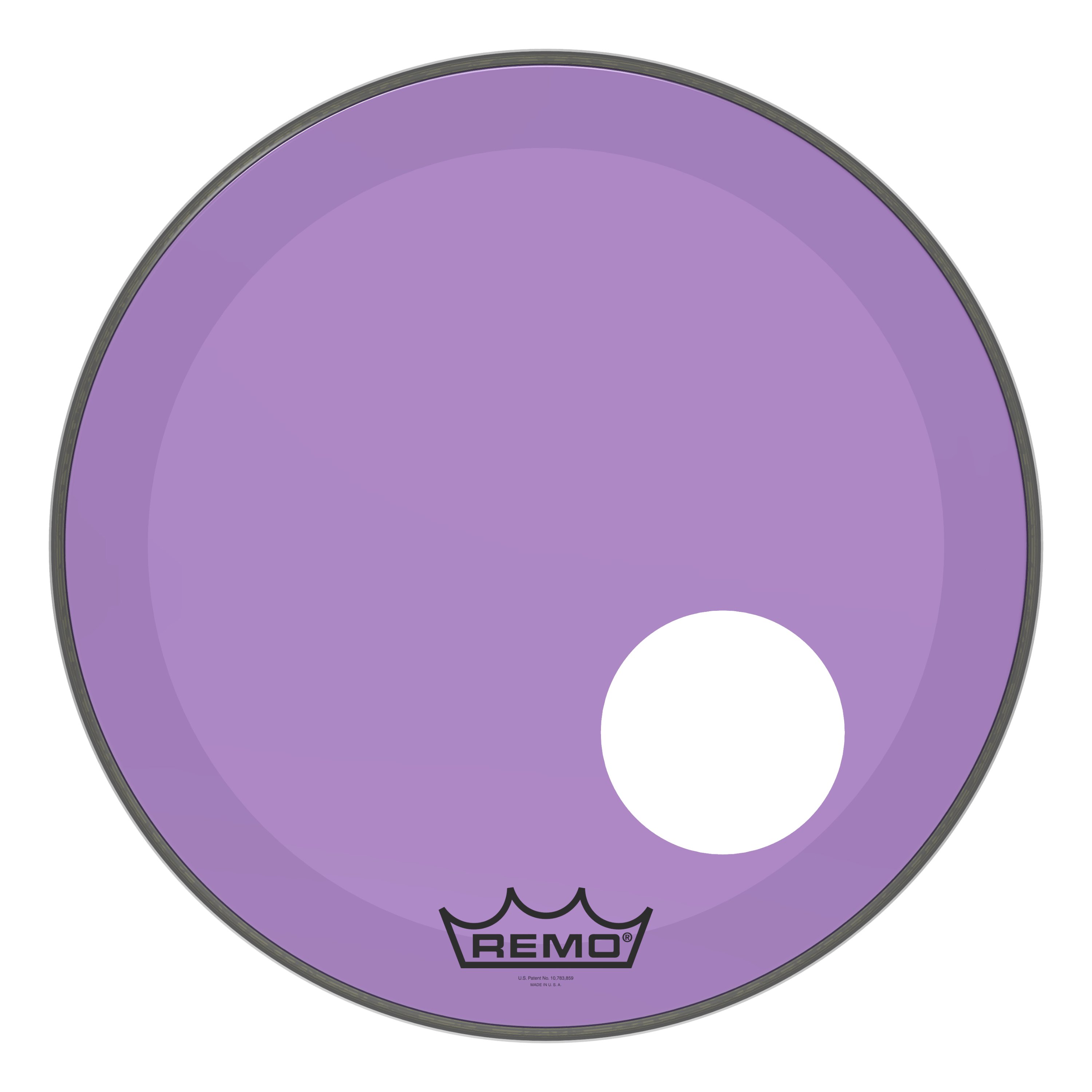 Remo Powerstroke 3 Colortone Bass Drum Head - Purple - 20" - with 5" Offset Hole - 449480-P3-1320-CT-PUOH.jpg