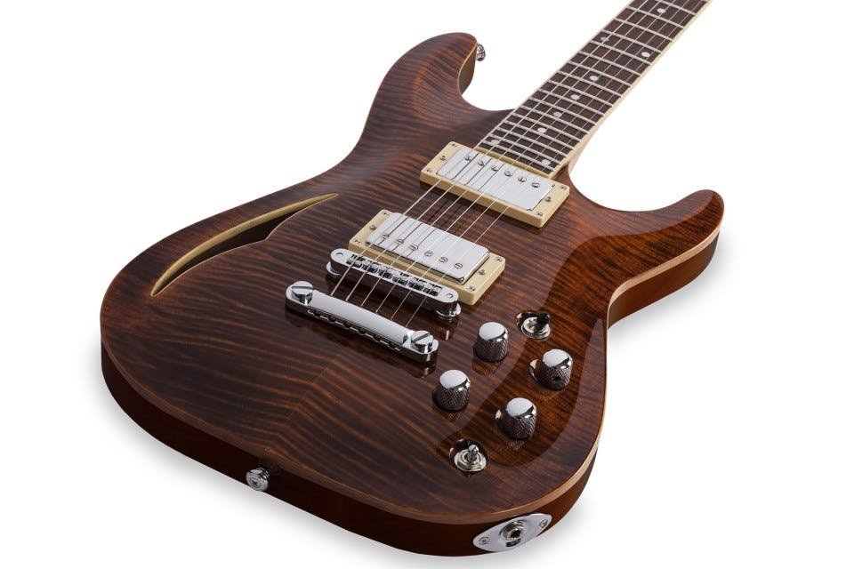 Schecter C-1 E/A Semi Hollow Electric Guitar in Cats Eye