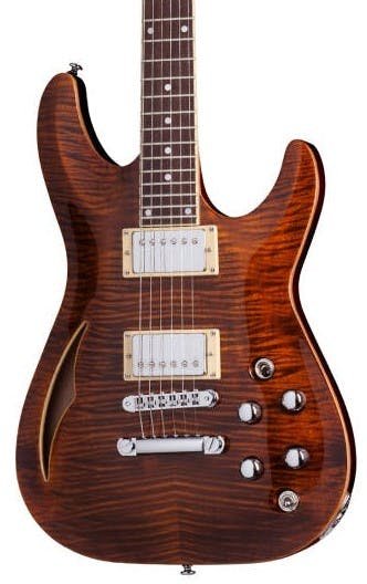 Schecter C-1 E/A Semi Hollow Electric Guitar in Cats Eye - 521121-65495-c-1-ea-tigers-eye-tilt-fix.jpg