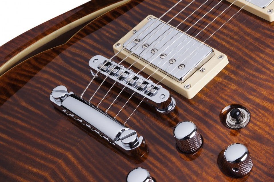 Schecter C-1 E/A Semi Hollow Electric Guitar in Cats Eye
