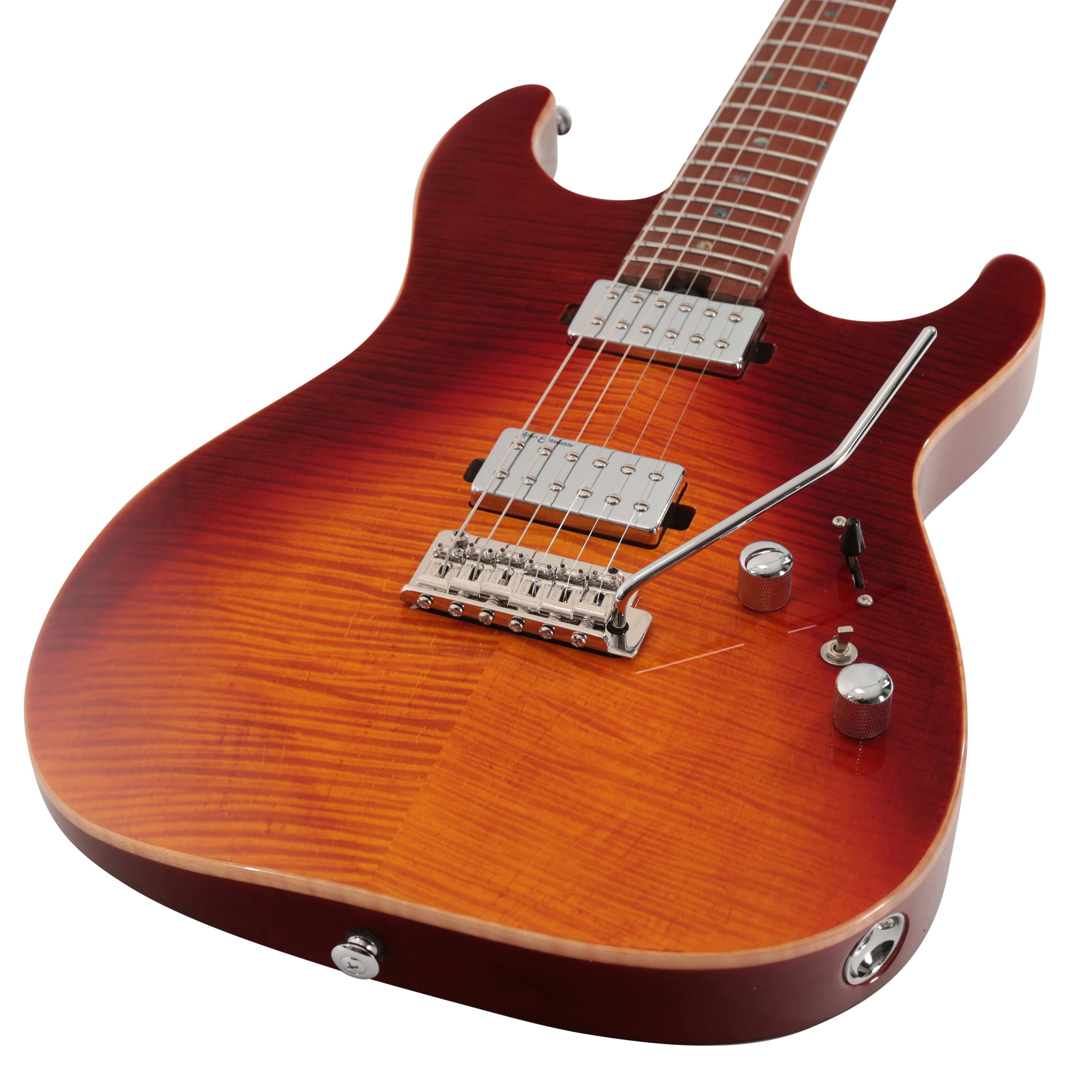 Soloking MS-1 Custom Electric Guitar with Flame Maple Top in Fire