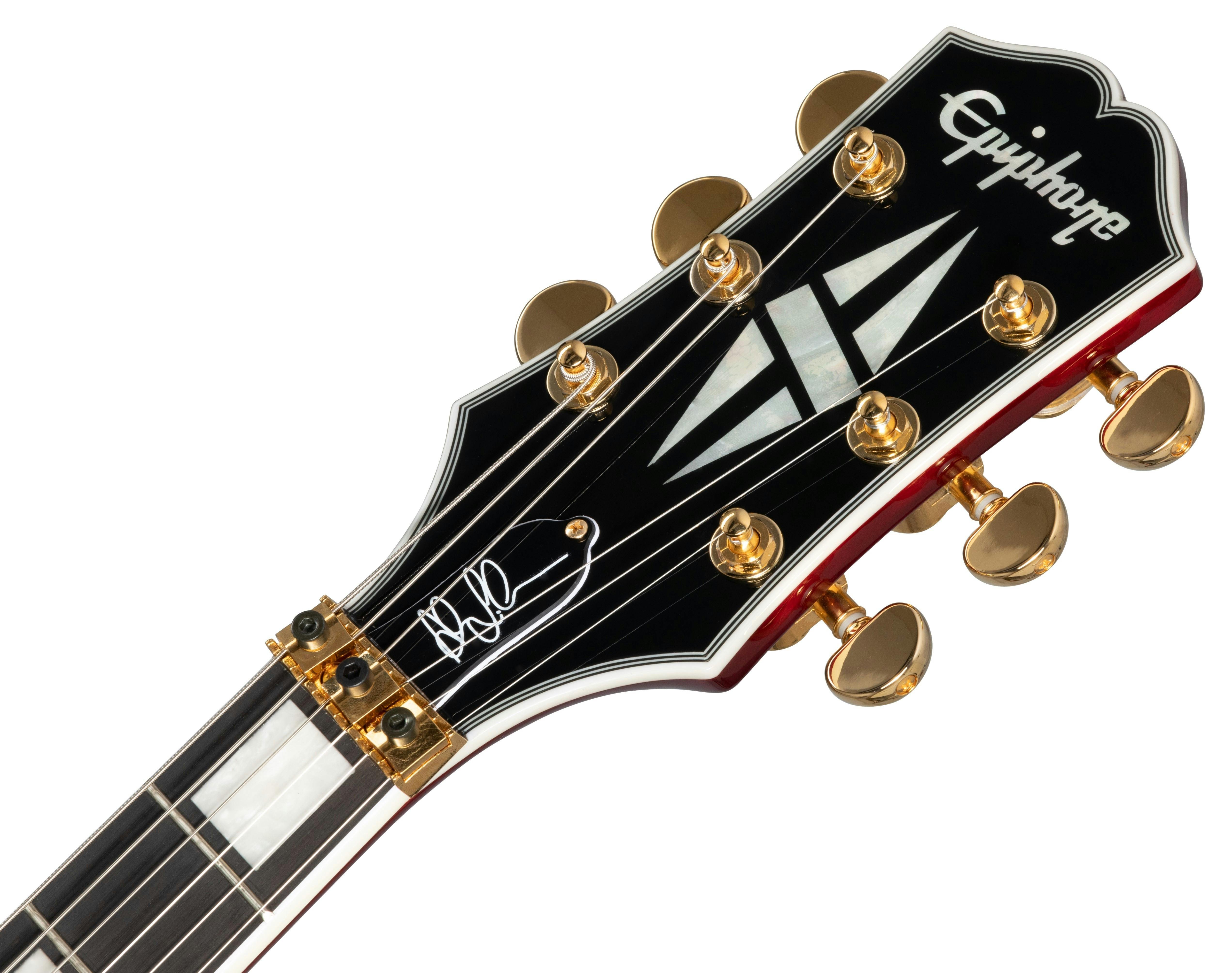 Epiphone Artist Alex Lifeson Signature Les Paul Custom Axcess Electric Guitar in Ruby - EILPACQALRUBGH1-Epiphone-Alex-Lifeson-Les-Paul-Custom-Axcess-Ruby-Headstock.jpg