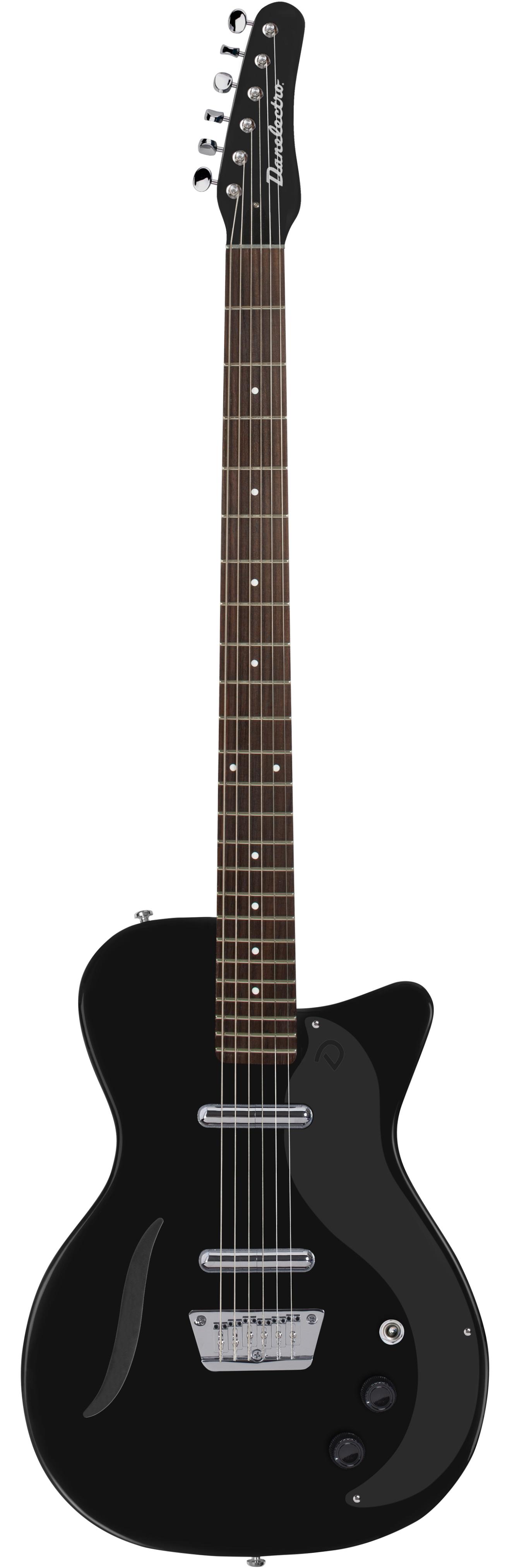 Danelectro Vintage Baritone Electric Guitar in Gloss Black - DGB56BK-Front.jpg
