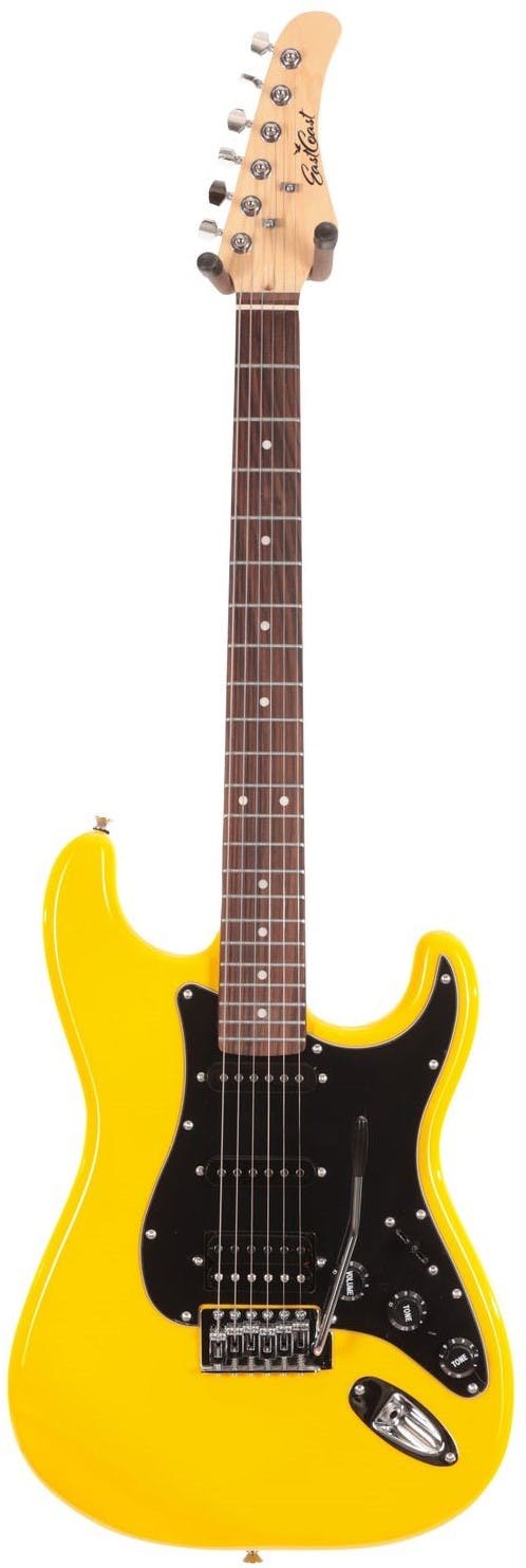 EastCoast ST2 HSS Electric Guitar in Ferrari Yellow Black Guard Rosewood Fretboard - EC-GS100H-YEL-Eastcoast-ST2-HSS-Electric-Guitar-in-Ferrari-Yellow-Front.jpg