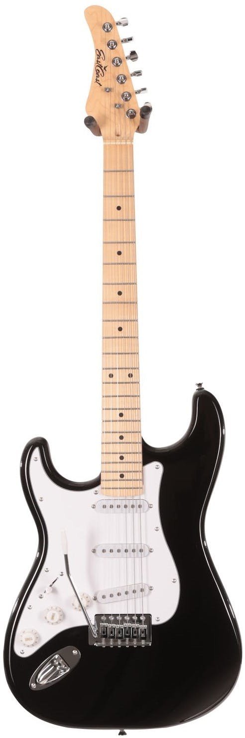 EastCoast ST1 Left Handed Electric Guitar in Black with Maple Fretboard - EC-ST1-BLK-LH-Eastcoast-ST1-Left-Handed-Electric-Guitar-in-Black-Front.jpg