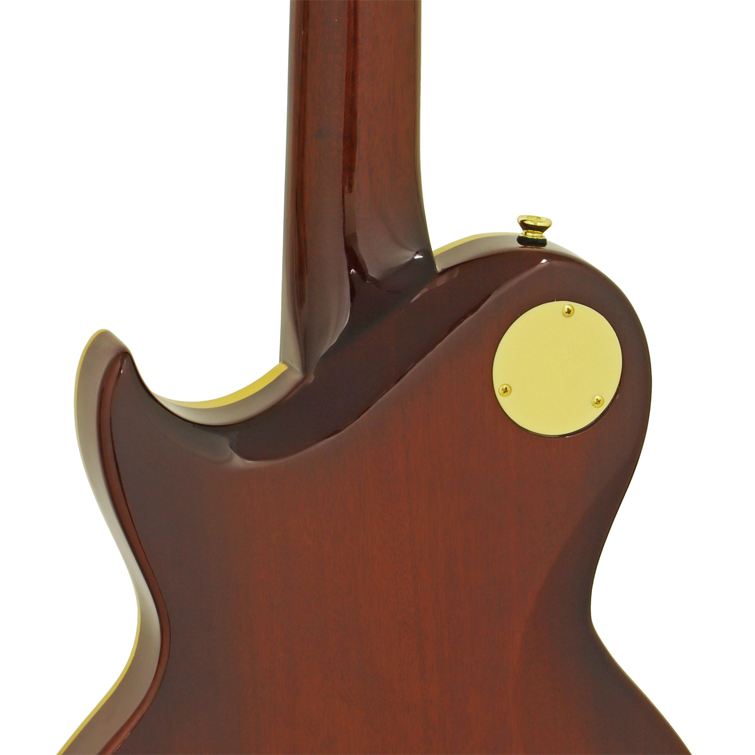 Aria PE-F80 Electric Guitar in Stained Brown - PE-F80-SBR-pef80_sbr_bodyback_heel.jpg