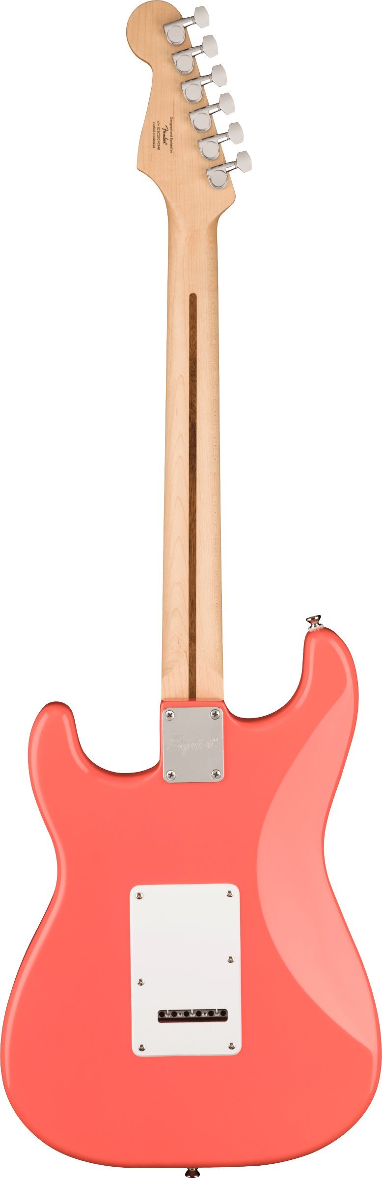 Squier Sonic Stratocaster HSS Electric Guitar in Tahitian Coral - 0373202511-Squier-Sonic-Stratocaster-HSS-Tahitian-Coral-Back.jpg