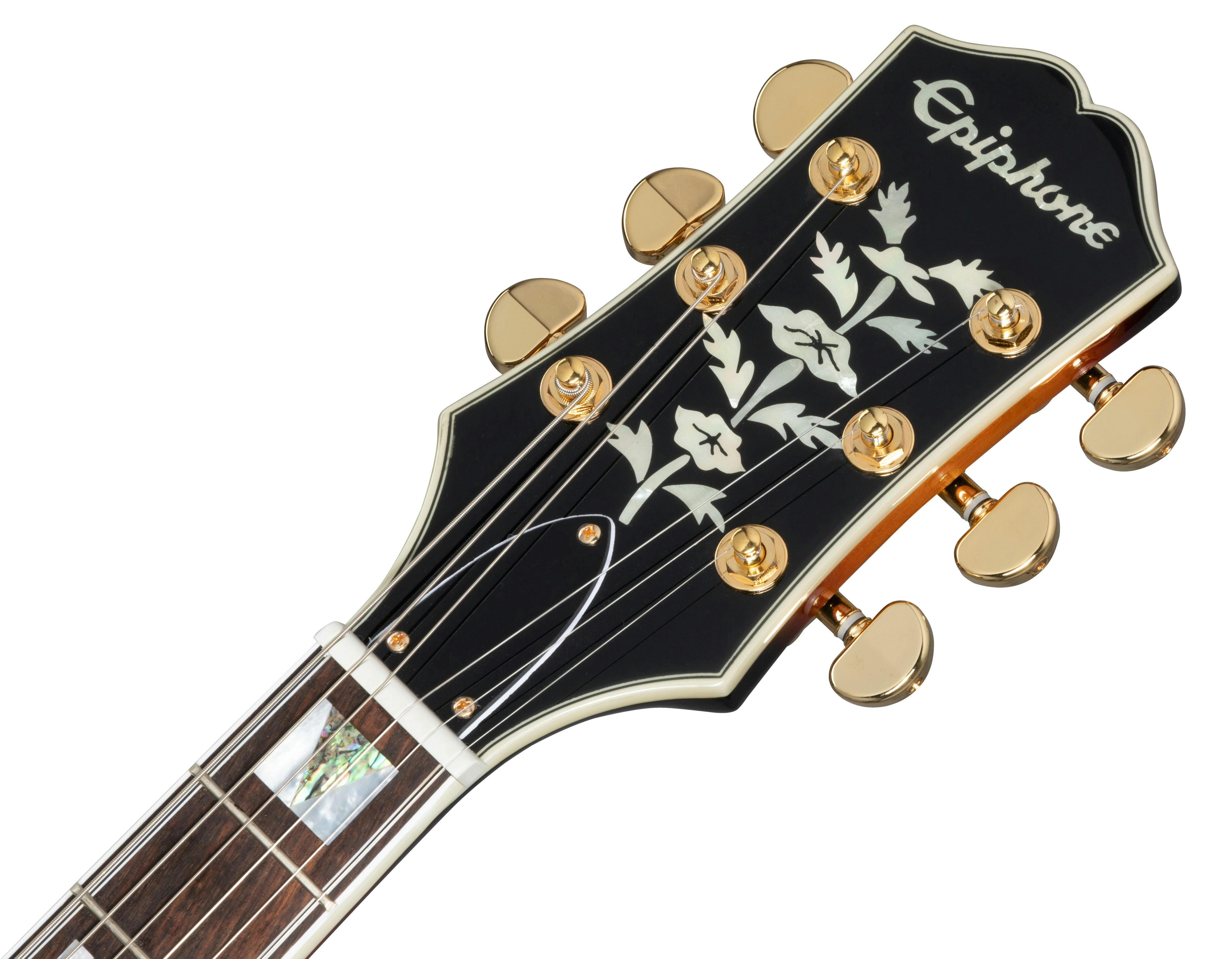 Epiphone Sheraton Semi-Hollow Electric Guitar in Vintage Sunburst - EOSHVSGH1-Epiphone-Sheraton-Frequensator-Vintage-Sunburst-Headstock.jpg