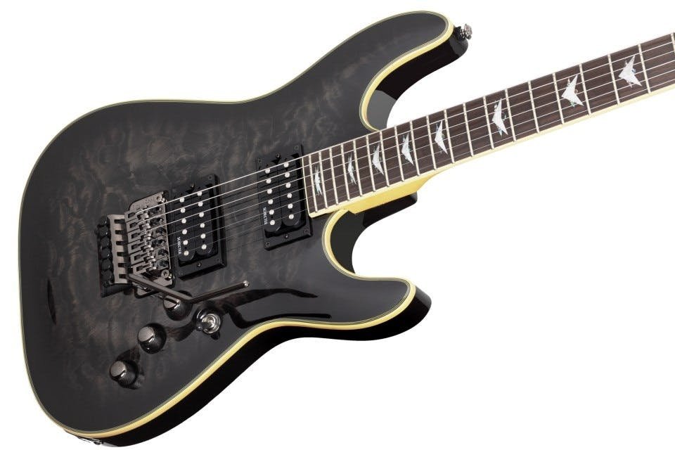 Schecter Omen Extreme 6 FR Electric Guitar in See-Thru Black