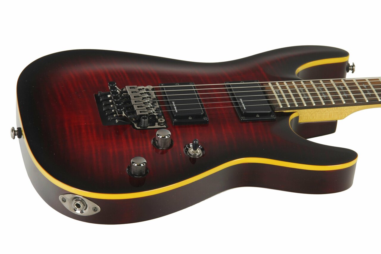 Schecter Demon-6 FR Flamed Maple Top in Crimson Red Burst
