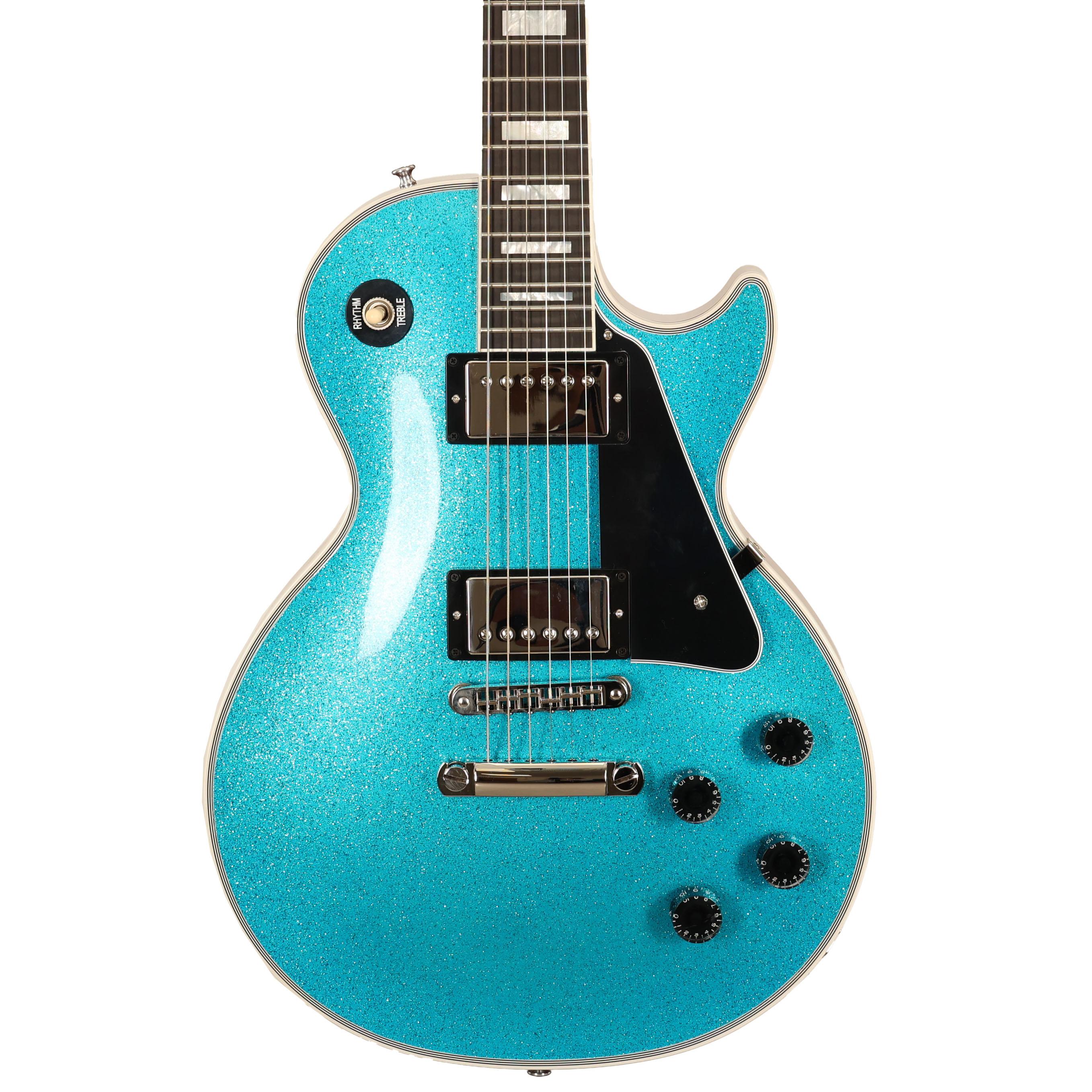 ギター Gibson Custom Shop Les paul Lower Logo Gibson Custom Shop Les Paul Custom in Blue Gold Sparkle Gloss