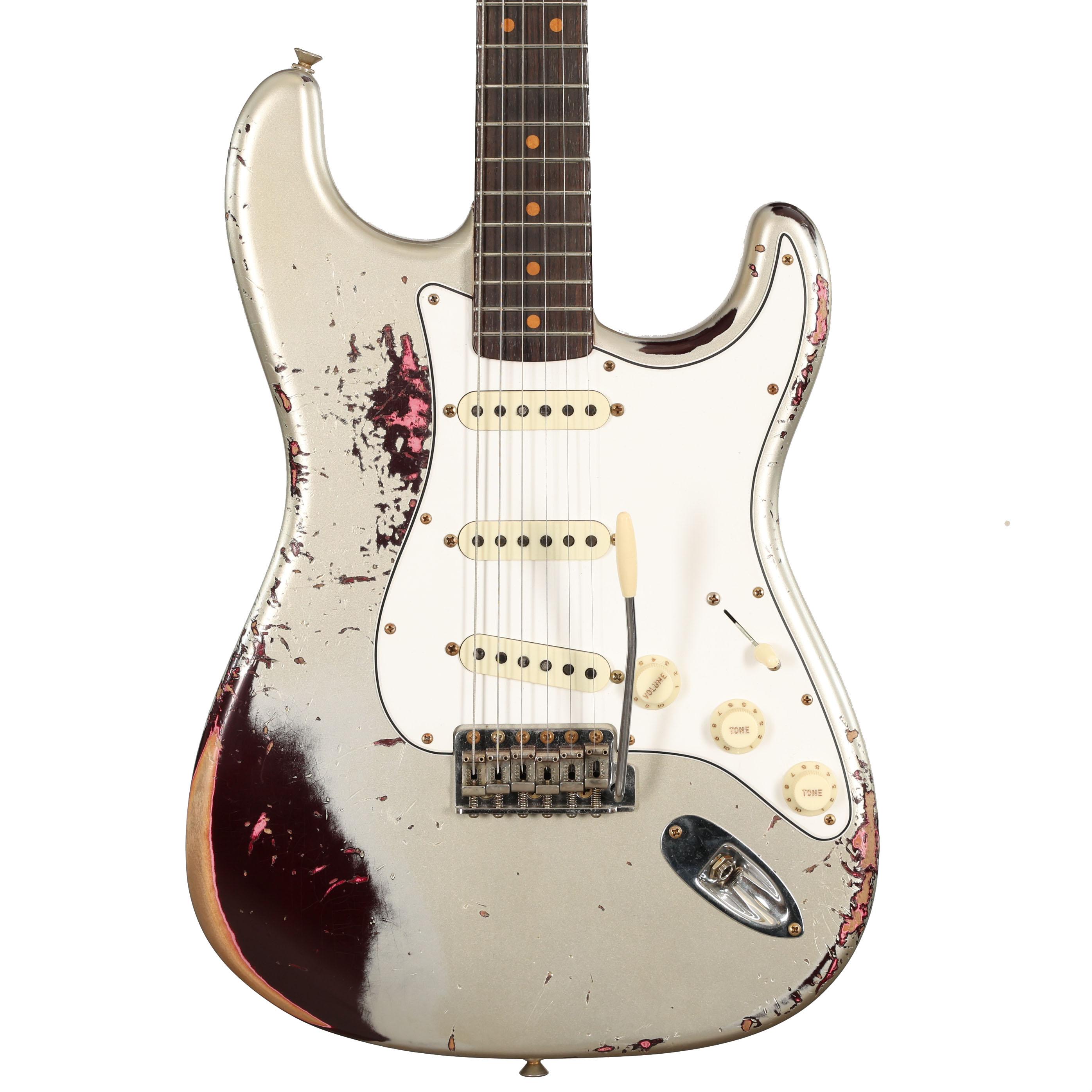 Fender Custom Shop '65 Stratocaster Heavy Relic in Aged Inca Silver over Oxblood