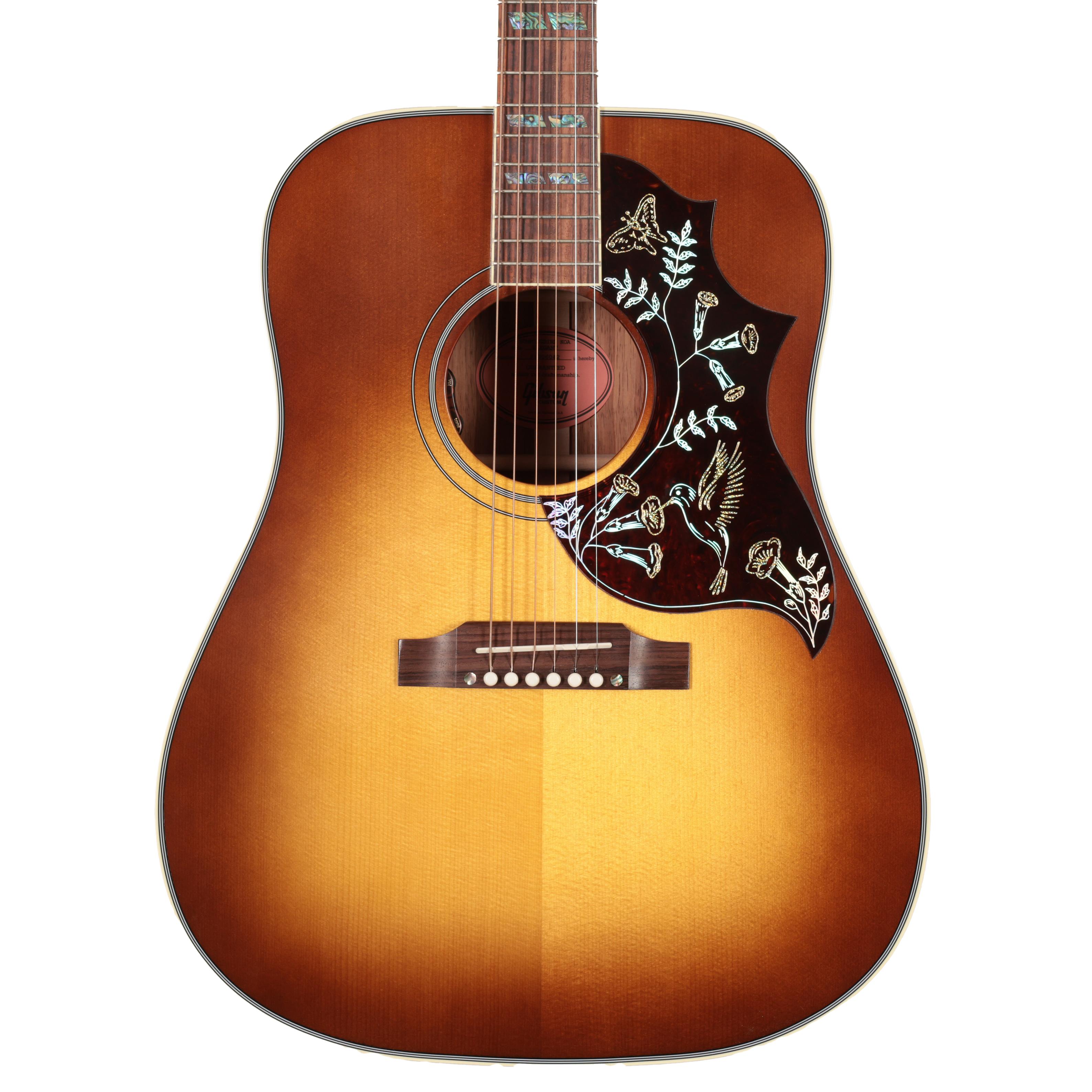 Gibson Custom Shop Hummingbird Elegant Koa Electro Acoustic Guitar in Honey Burst