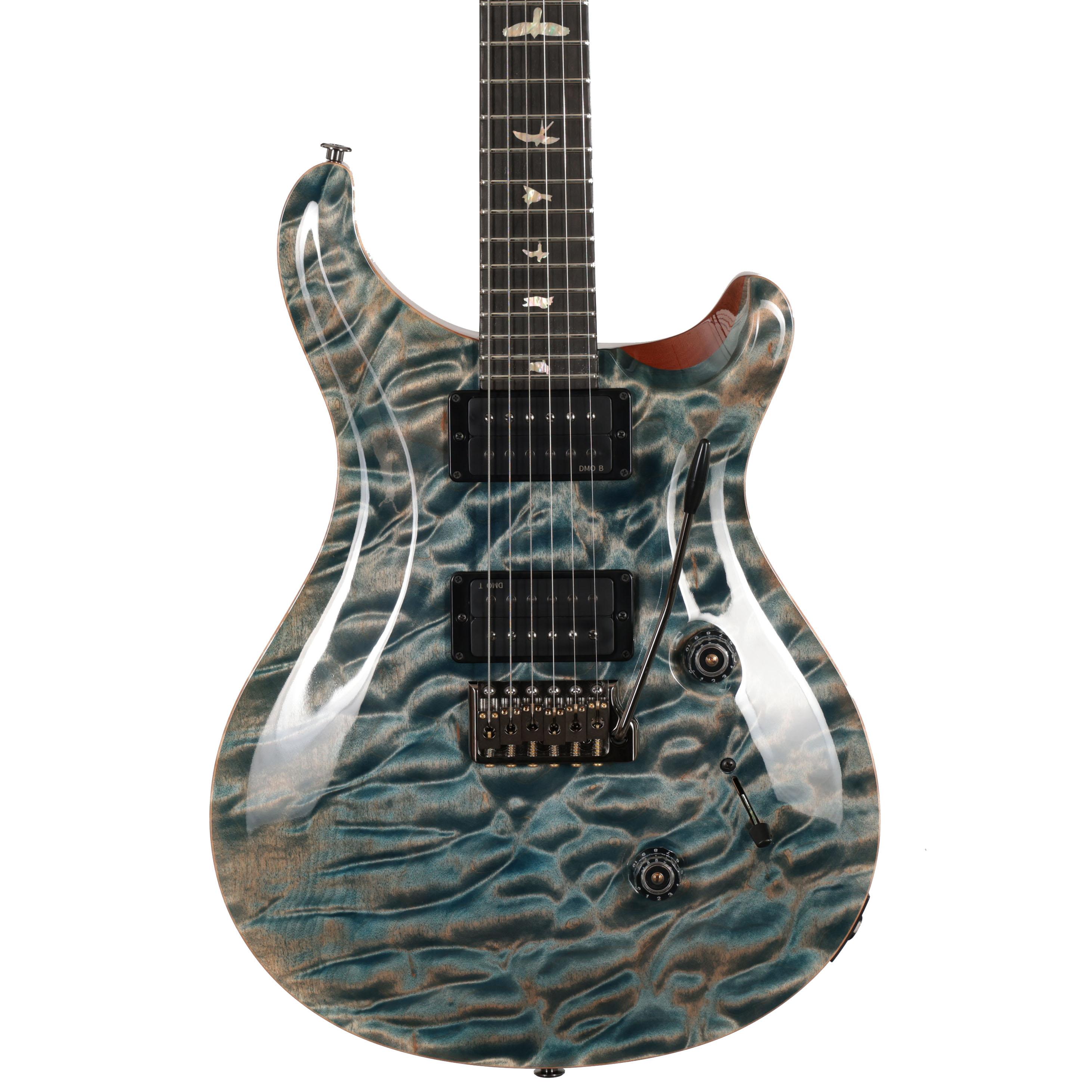PRS Custom 24 Artist Quilt 1-Piece Top Electric Guitar in Faded Indigo with Korean Awabi Birds PRS Custom 24 Artist Quilt 1-Piece Top Electric Guitar in Faded Indigo with Korean Awabi Birds