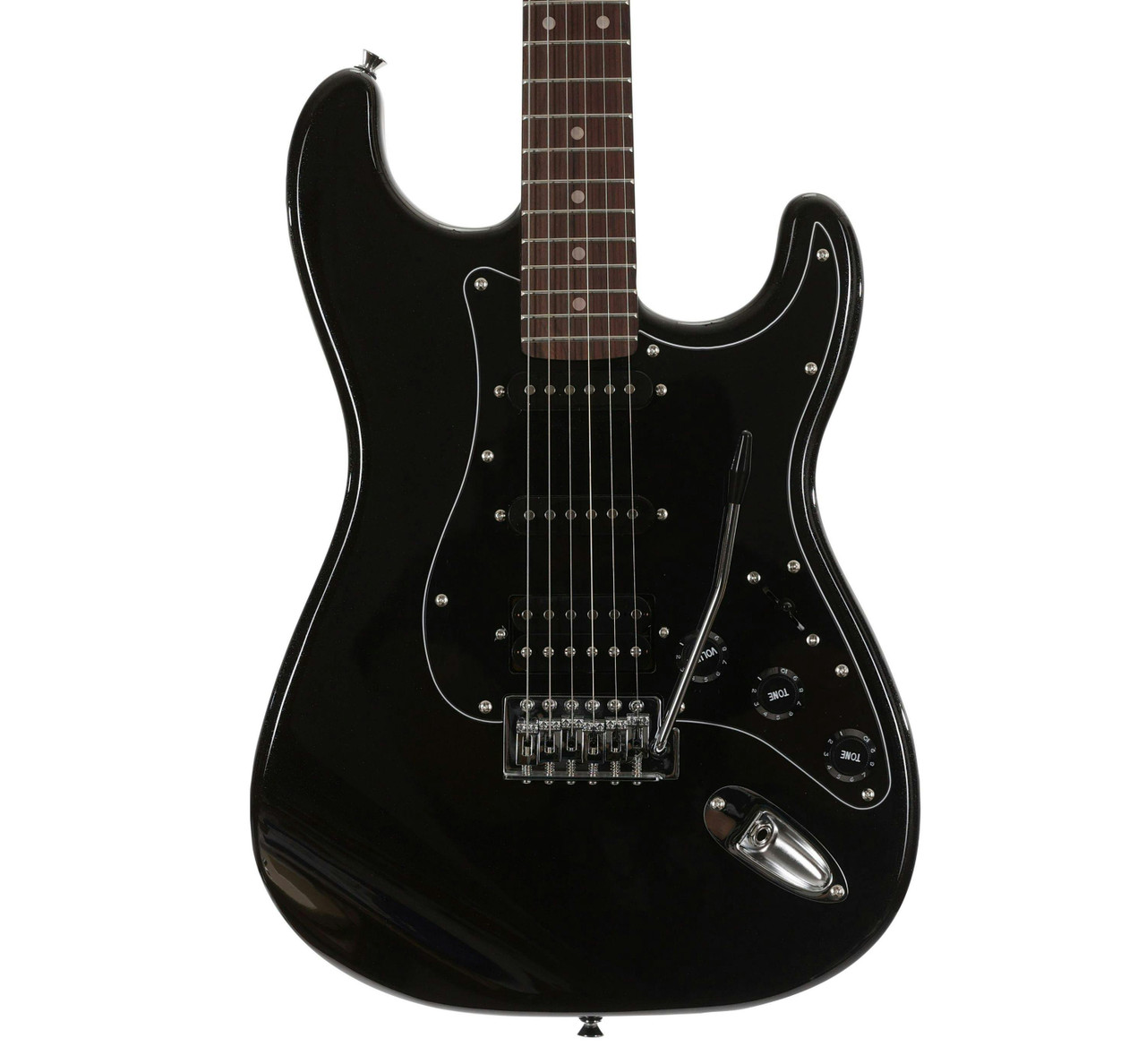 EastCoast ST2 HSS Electric Guitar in Black Metallic Rosewood Fretboard
