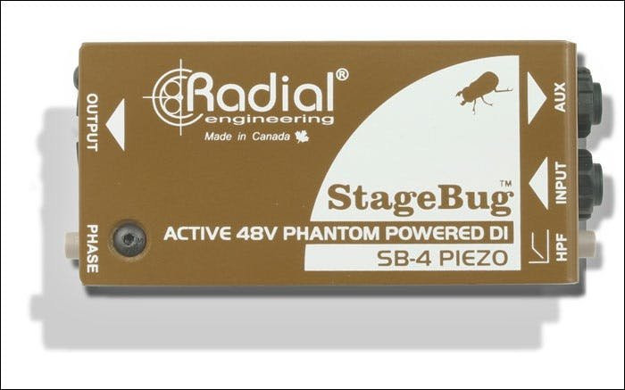 Radial StageBug SB-4 Piezo Compact active DI Box for piezo pickups Radial StageBug SB-4 Piezo Compact active DI Box for piezo pickups