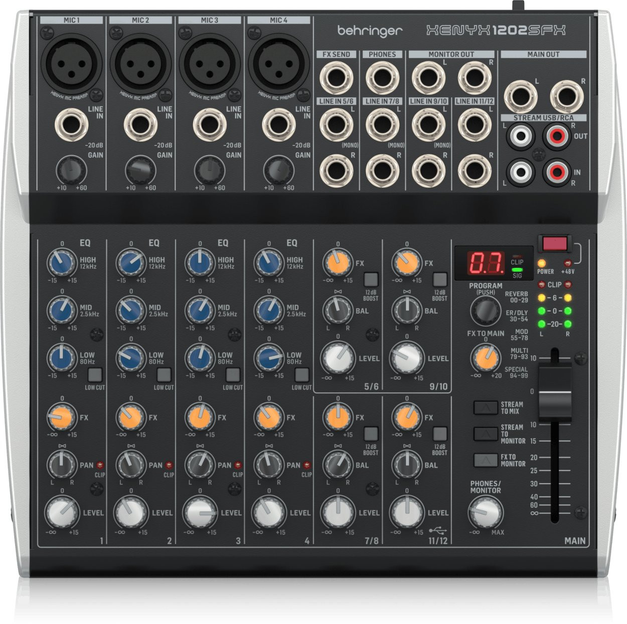 Behringer XENYX 1202SFX Mixer with USB Streaming Interface & Klark Teknik Effects Behringer XENYX 1202SFX Mixer with USB Streaming Interface & Klark Teknik Effects