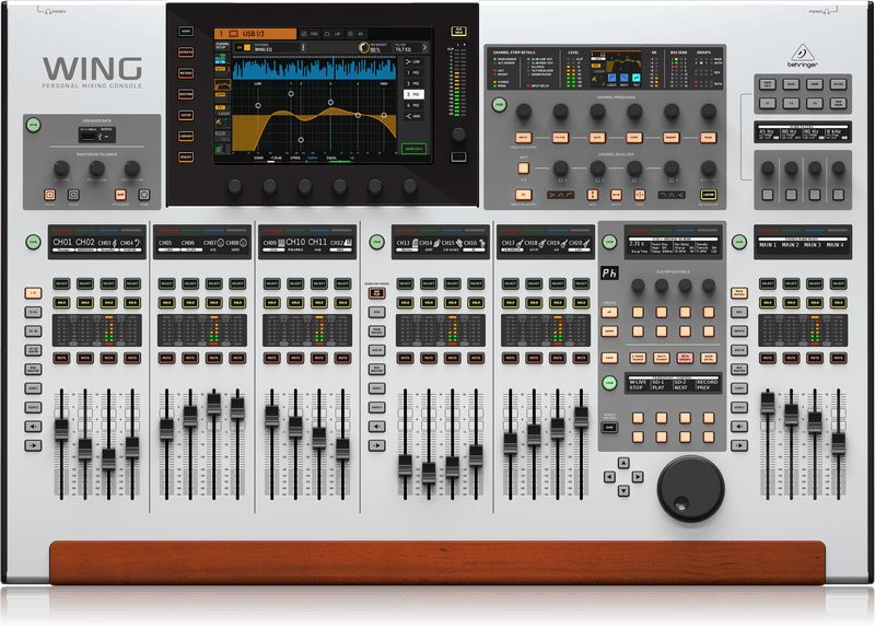Behringer Wing 48-Channel, 28-Bus Full Stereo Digital Mixing Console with 24-Fader Control Surface and 10" Touch Screen Behringer Wing 48-Channel, 28-Bus Full Stereo Digital Mixing Console with 24-Fader Control Surface and 10" Touch Screen