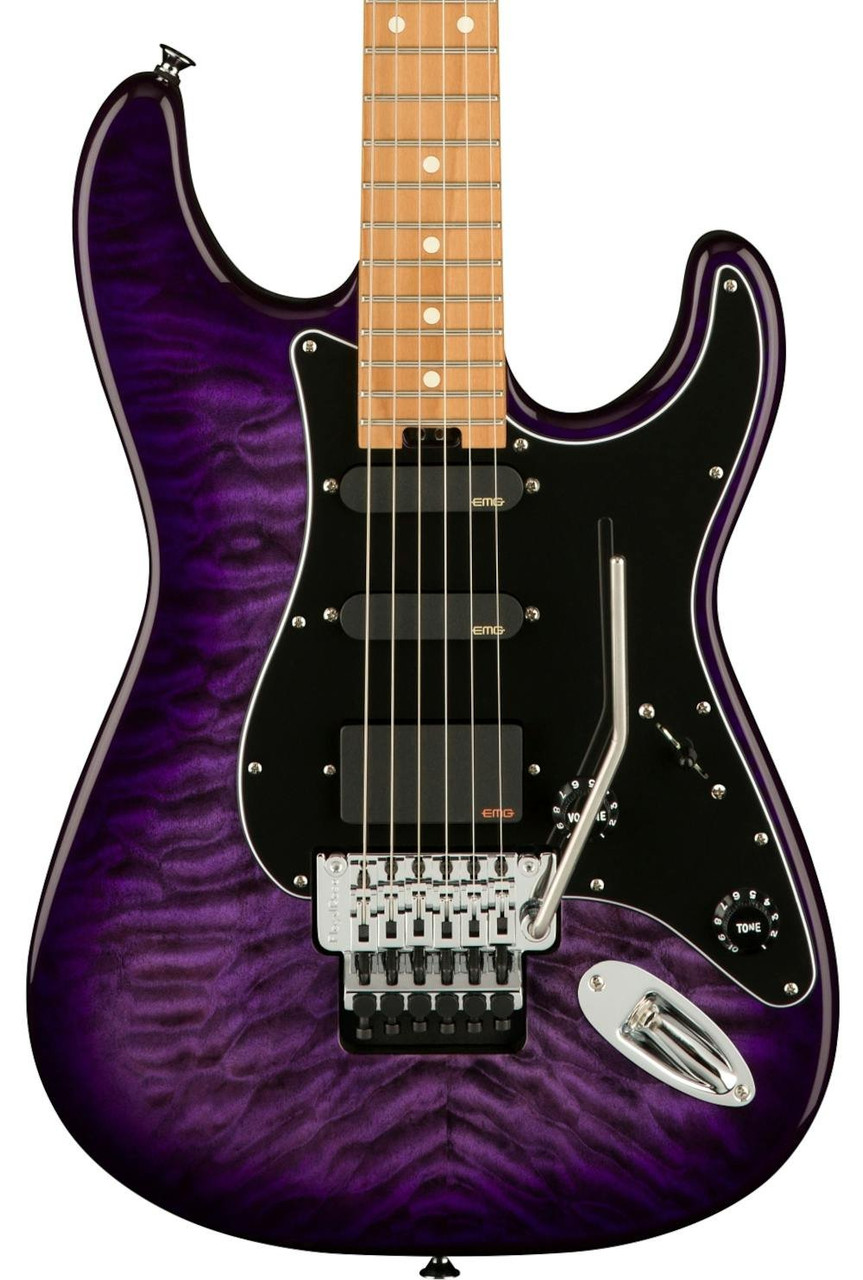 Charvel Marco Sfogli Signature Pro-Mod So-Cal Style 1 HSS FR CM QM Electric Guitar in Transparent Purple Burst Charvel Marco Sfogli Signature Pro-Mod So-Cal Style 1 HSS FR CM QM Electric Guitar in Transparent Purple Burst