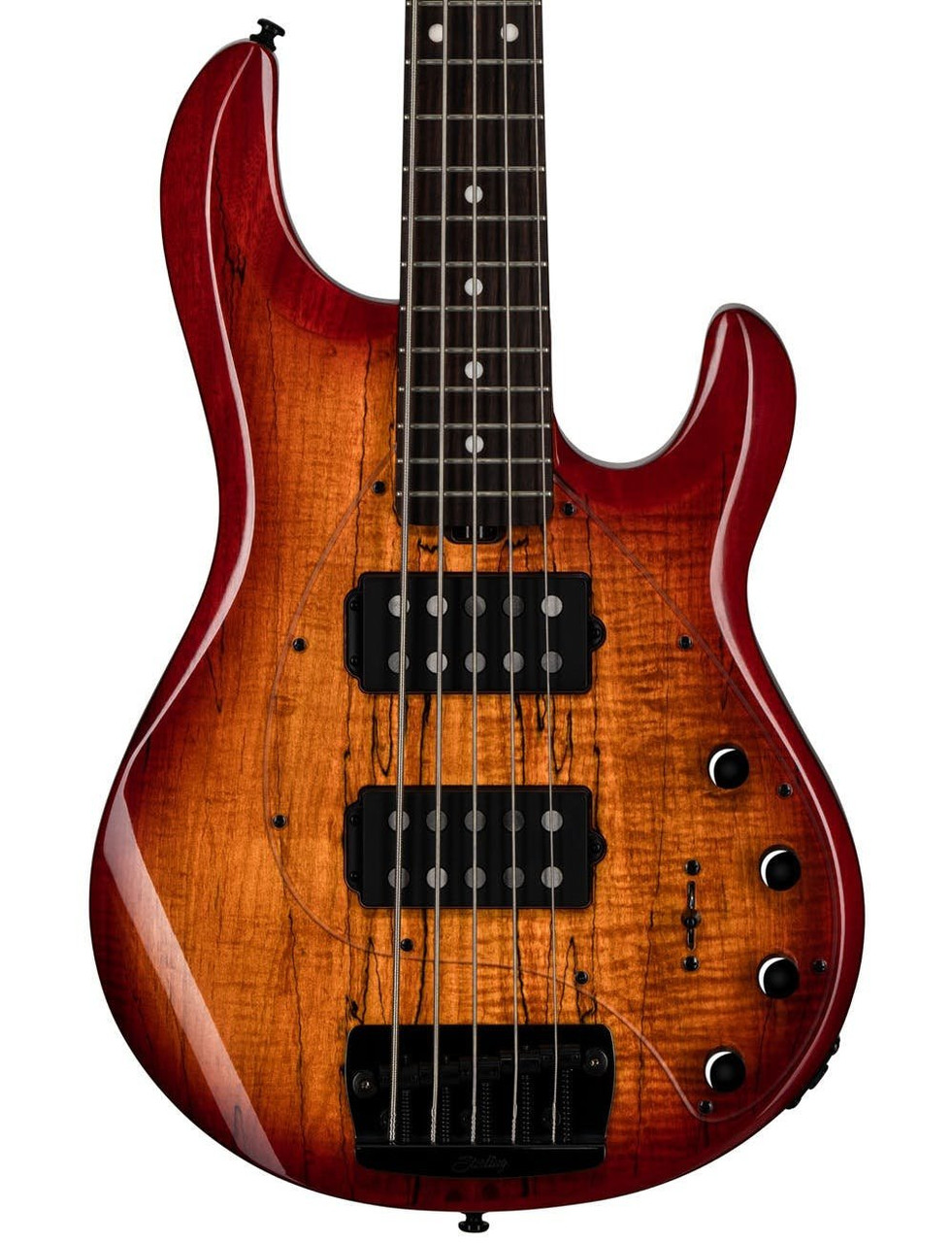 Sterling by Music Man Stingray RAY35 HH 5-String in Blood Orange Burst Sterling by Music Man Stingray RAY35 HH 5-String in Blood Orange Burst