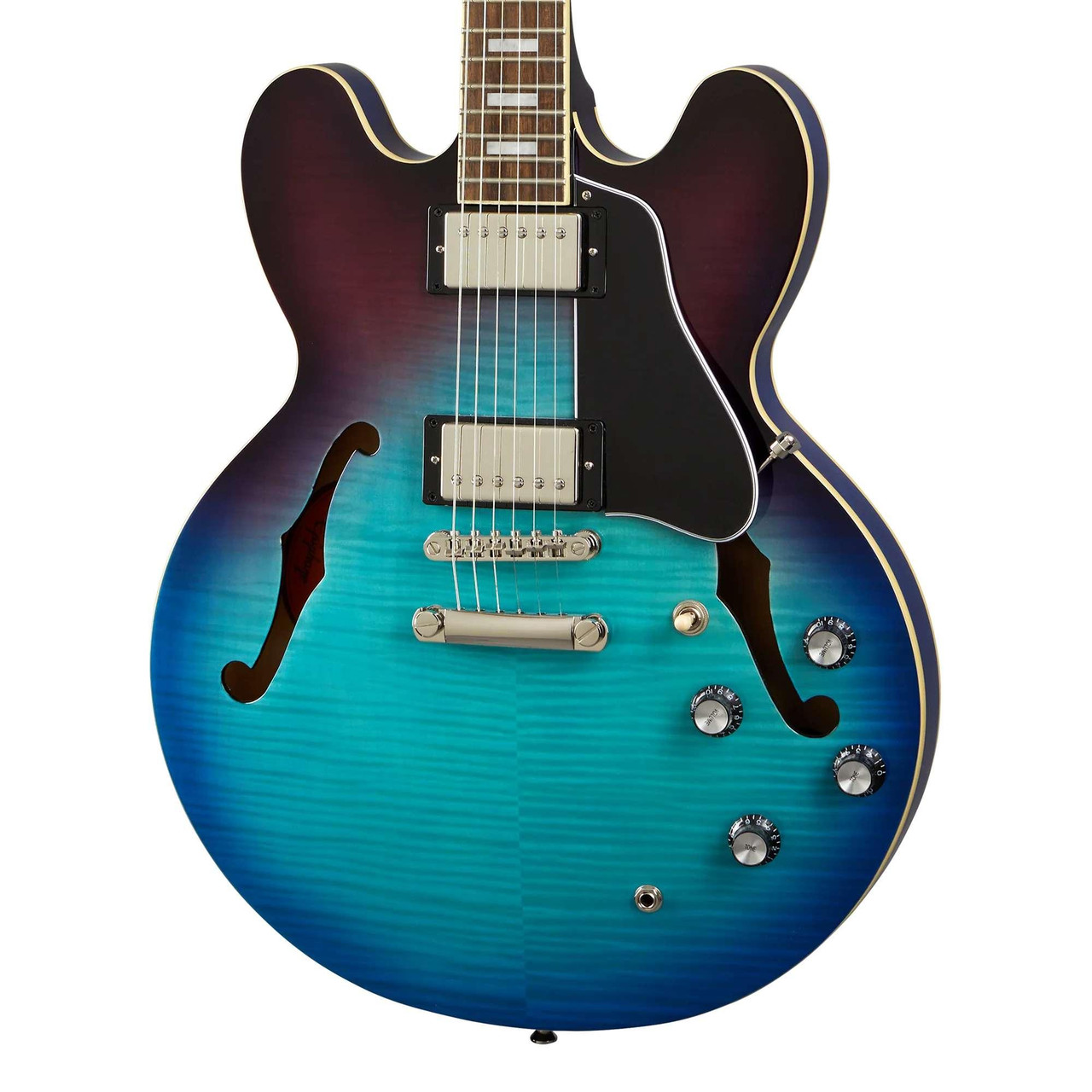 Epiphone Inspired by Gibson ES-335 Figured Semi-Hollow Electric Guitar in Blueberry Burst