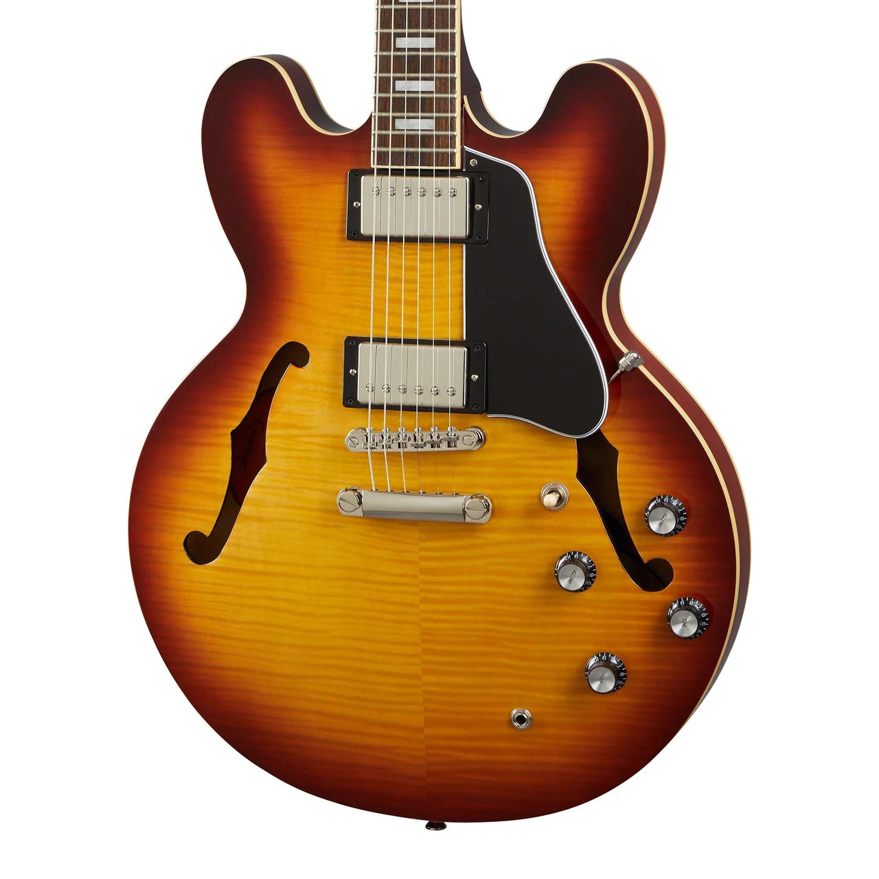Epiphone Inspired by Gibson ES-335 Figured Semi-Hollow Electric Guitar in Raspberry Tea Burst