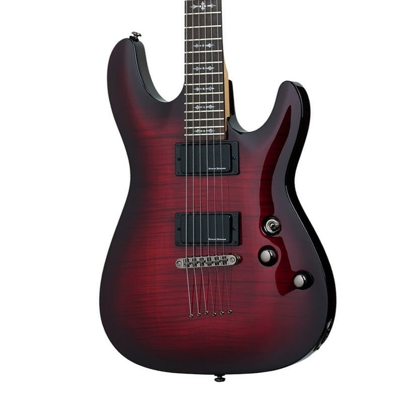 Schecter DEMON-6 Flamed Maple Top in Crimson Red Burst Schecter DEMON-6 Flamed Maple Top in Crimson Red Burst