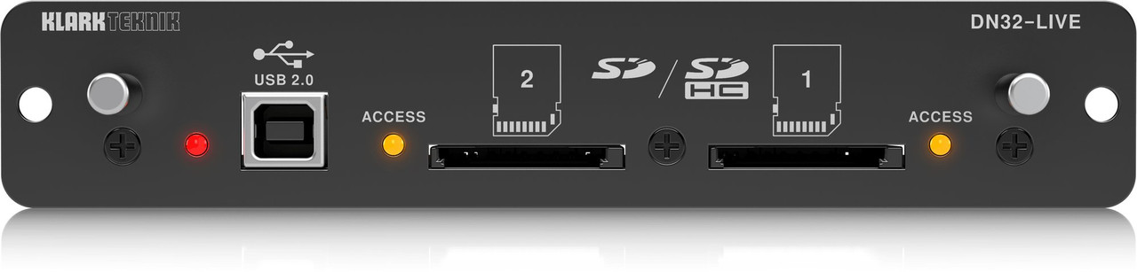 Klark Teknik DN32-LIVE SD/SDHC and USB 2.0 Expansion Module for 32 Bidirectional Channels of Live Recording / Playback Klark Teknik DN32-LIVE SD/SDHC and USB 2.0 Expansion Module for 32 Bidirectional Channels of Live Recording / Playback