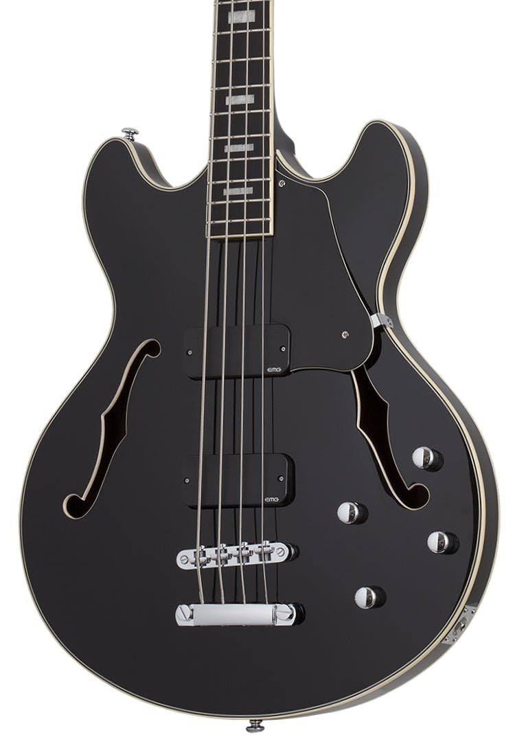 Schecter Corsair Semi-Hollow Bass Guitar in Gloss Black