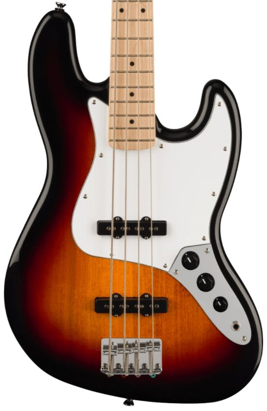 Squier Affinity Jazz Bass Guitar in 3-Colour Sunburst with Maple Fingerboard