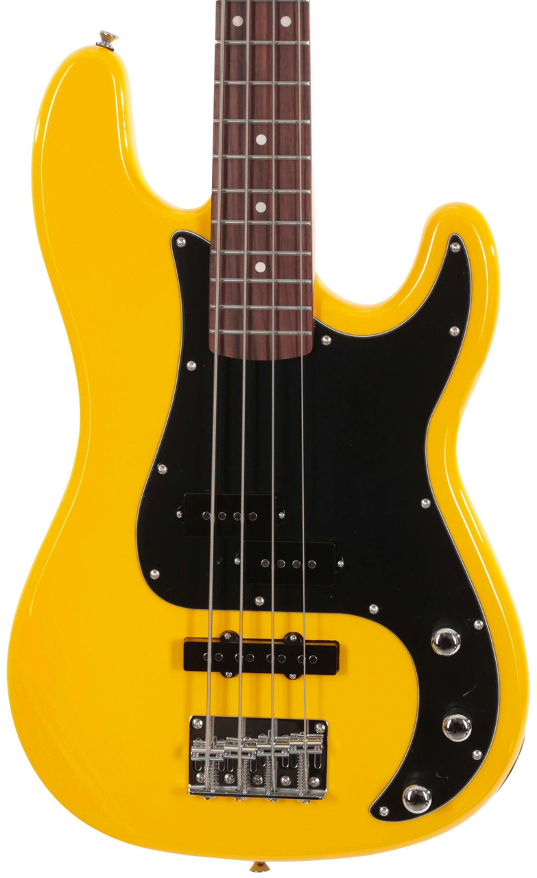 EastCoast PJ4 Electric Bass Guitar in Yellow Black Guard Rosewood Fretboard EastCoast PJ4 Electric Bass Guitar in Yellow Black Guard Rosewood Fretboard