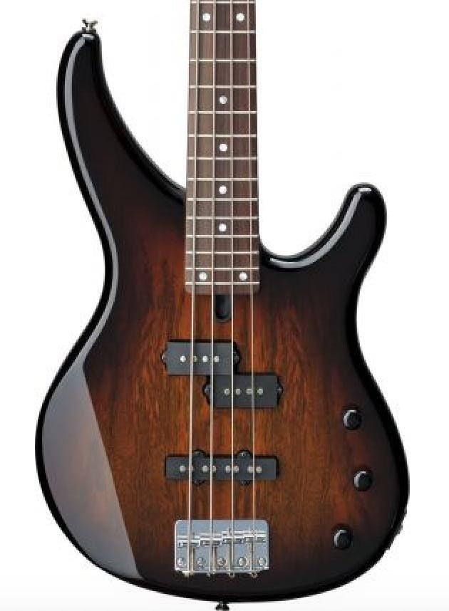 Yamaha TRBX174EW 4-String Bass Guitar in Natural Exotic Wood Top in Tobacco Brown Sunburst