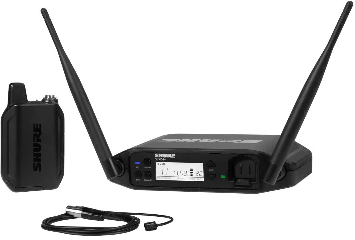 Shure GLX-D+ Dual Band Wireless Presenter System with WL93 and GLXD4+ Tabletop Receiver Shure GLX-D+ Dual Band Wireless Presenter System with WL93 and GLXD4+ Tabletop Receiver