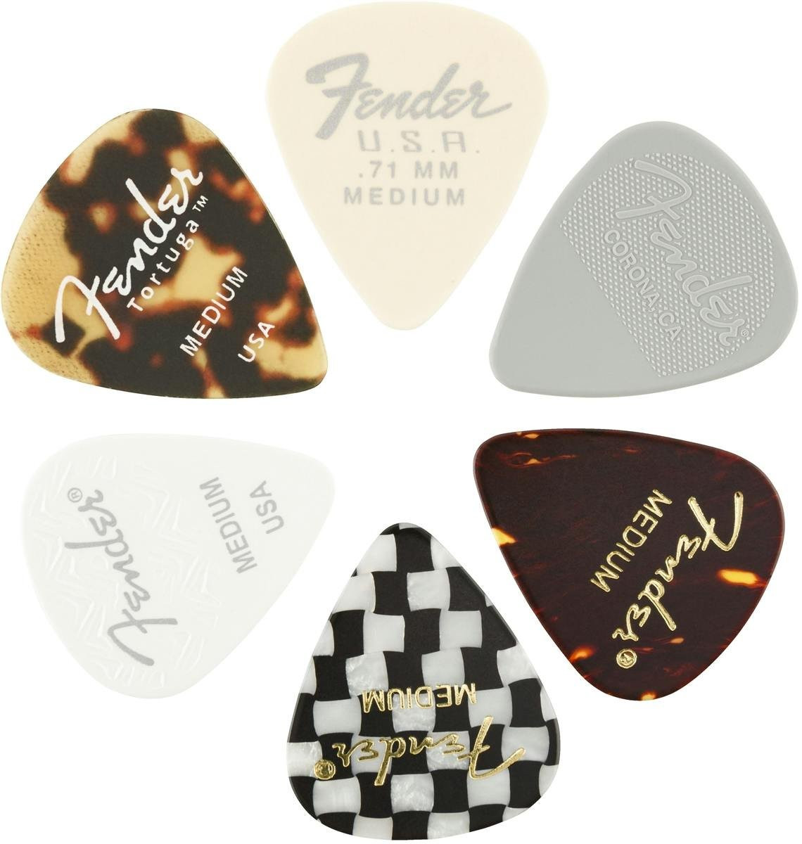 Fender 351 Shape Material 6 Pick Medley Medium