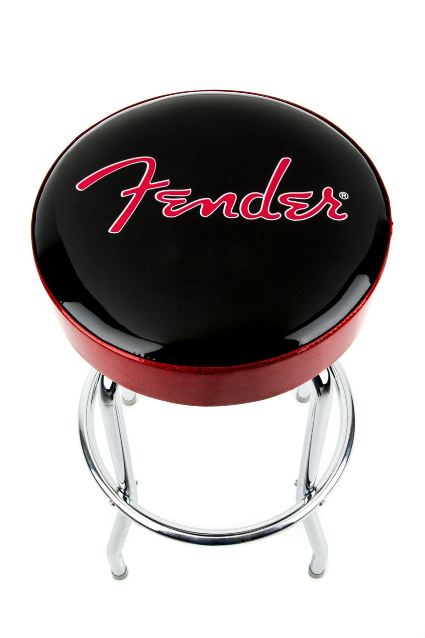 Fender Red Sparkle Logo 30" Barstool in Black Red Sparkle Chrome Fender Red Sparkle Logo 30" Barstool in Black Red Sparkle Chrome