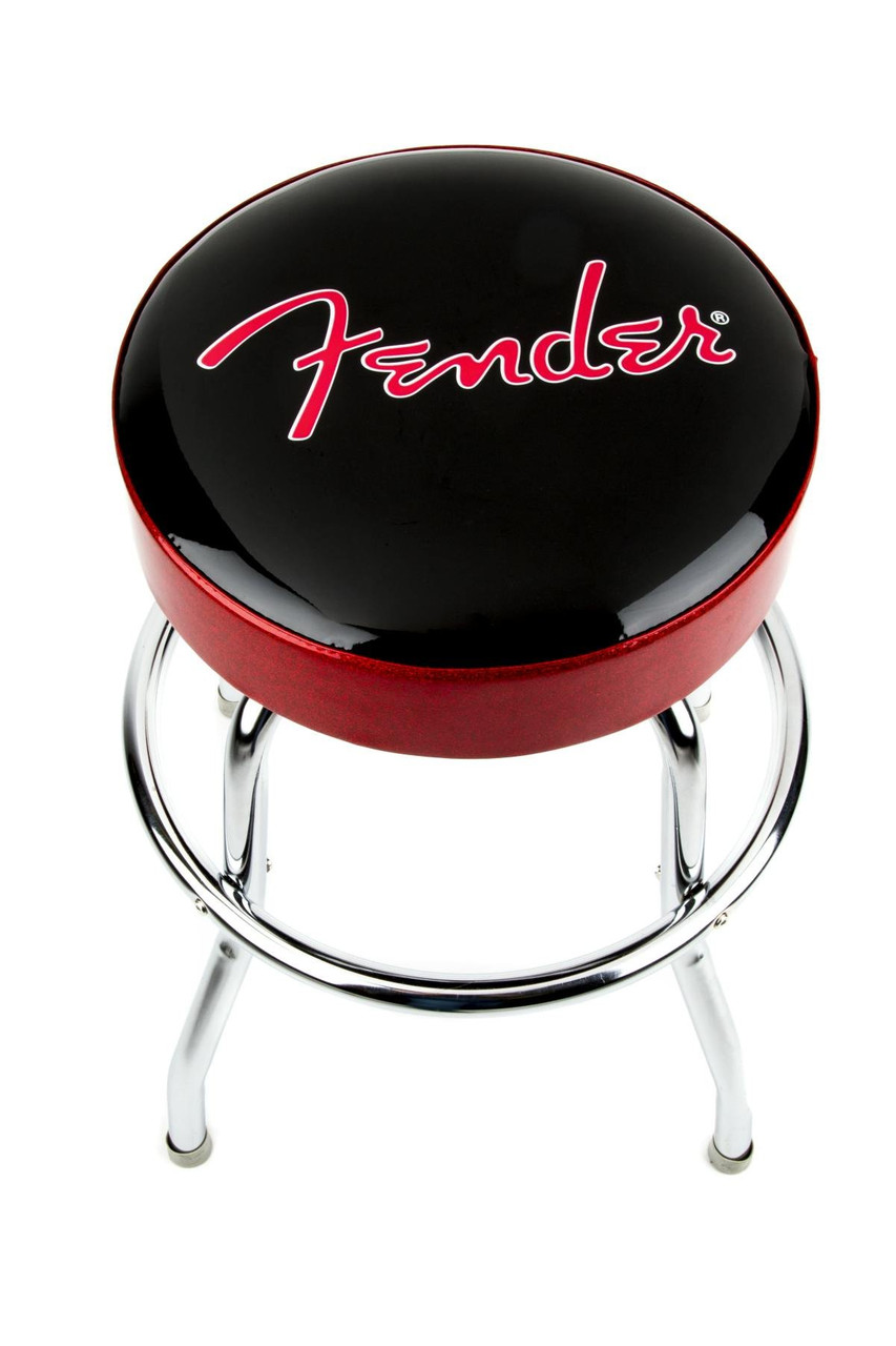 Fender Red Sparkle Logo 24" Barstool in Black Red Sparkle Chrome Fender Red Sparkle Logo 24" Barstool in Black Red Sparkle Chrome