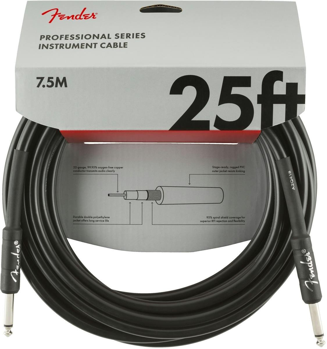 Fender Professional Series Instrument Cable Straight/Straight 25' in Black Fender Professional Series Instrument Cable Straight/Straight 25' in Black