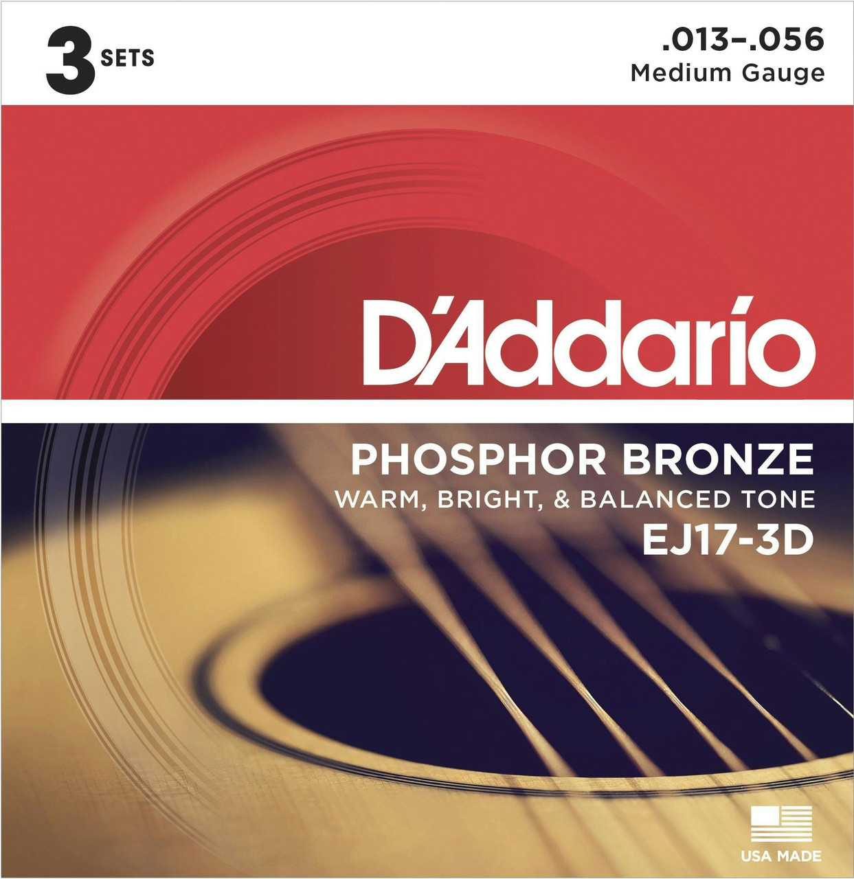 D'Addario EJ17 3 Pack Phosphor Bronze Medium Set Acoustic Guita D'Addario EJ17 3 Pack Phosphor Bronze Medium Set Acoustic Guita