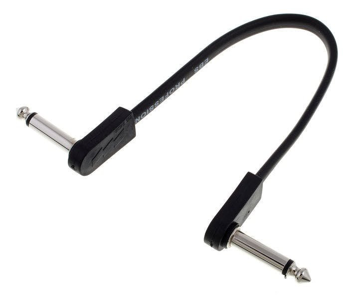 EBS Premium Chrome Flat Right Angle Jack Patch Cable - 18CM